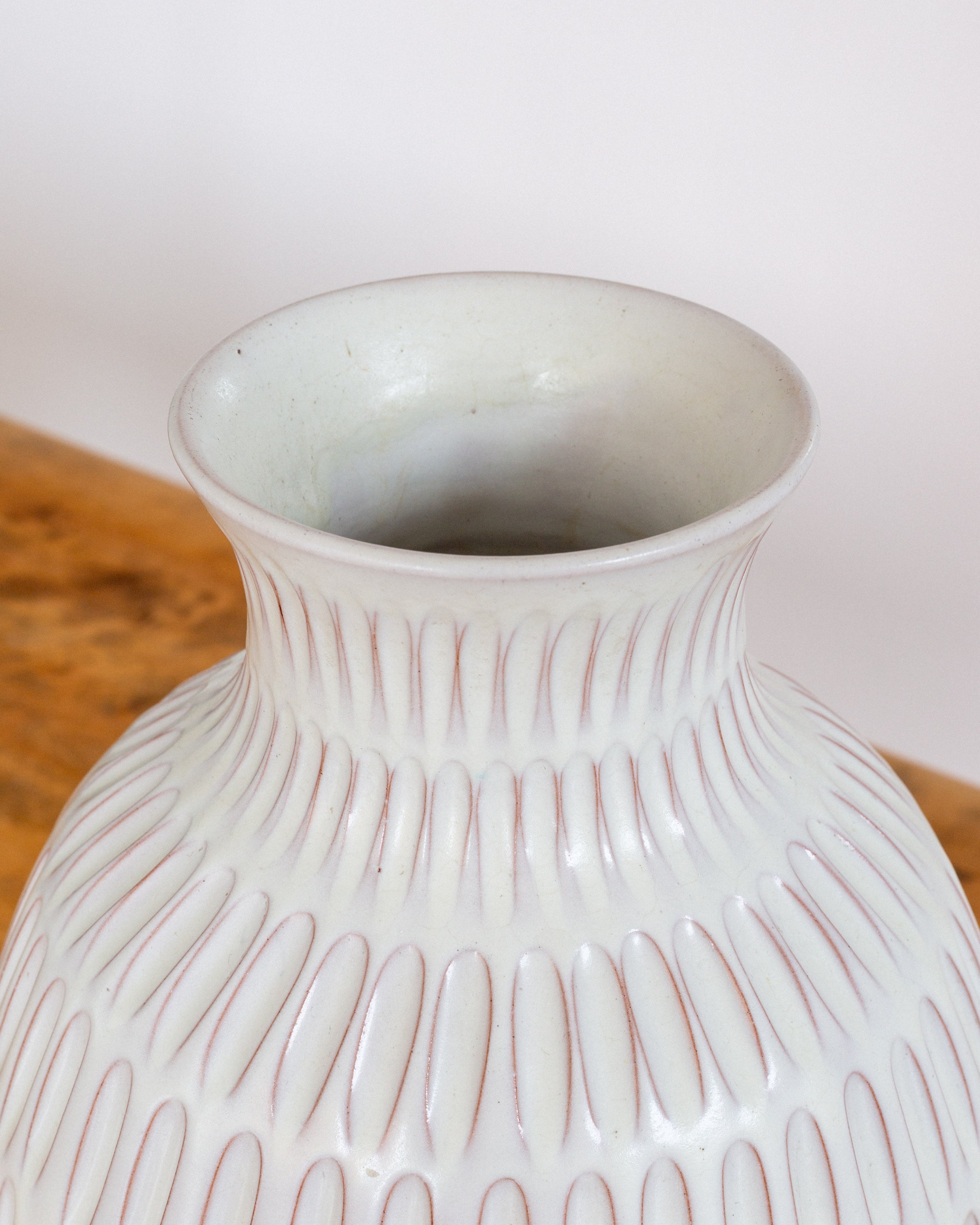 Anna-Lisa Thomson Floor Vase for Upsala-Ekeby, 1940s — close-up of textured ceramic surface