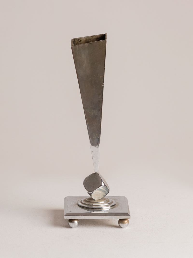 Art Deco slimeline silver vase — detail view