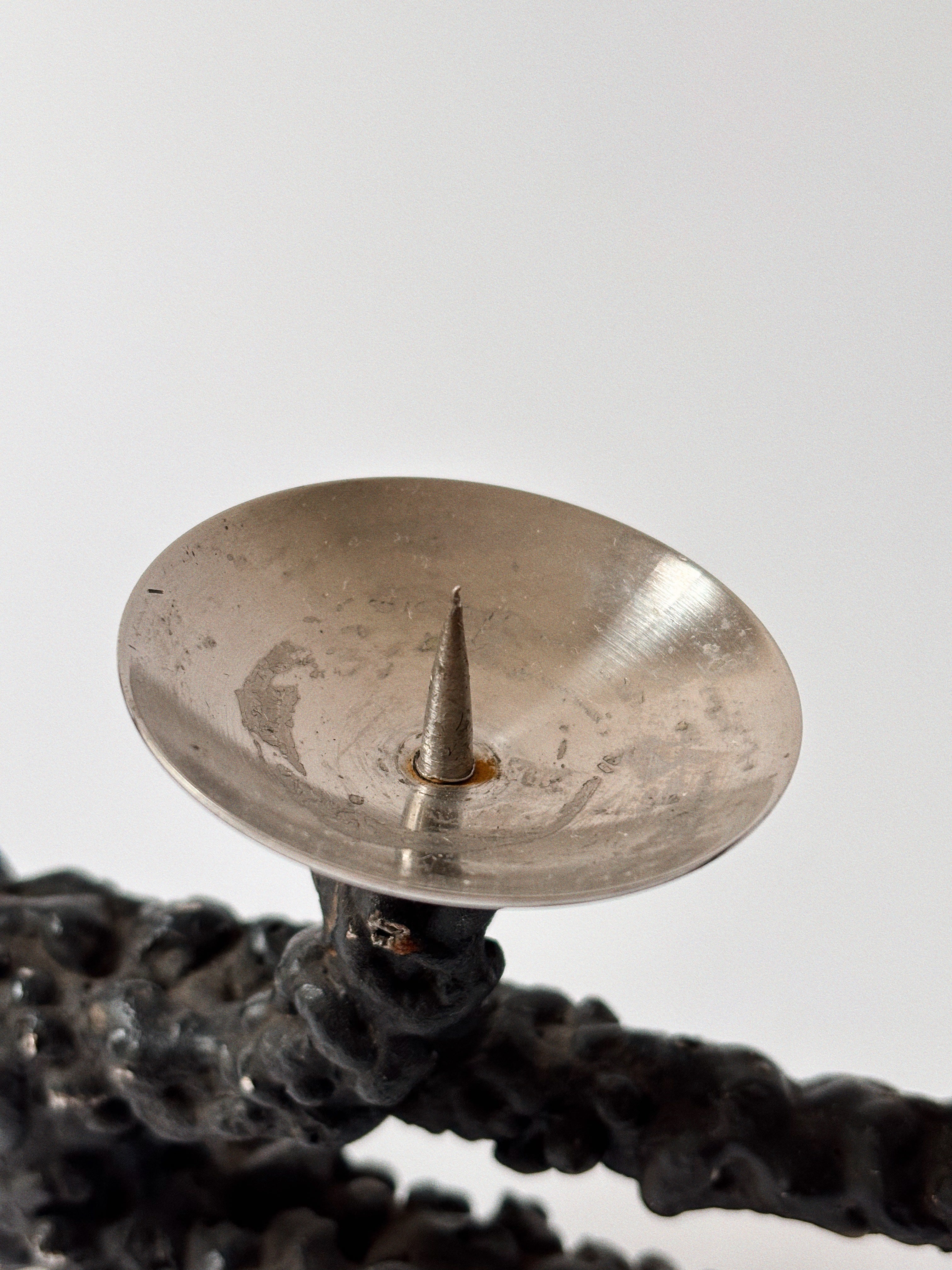 Molten Textured 4 Arm Candlestick, c. 1970's Poland — side angle