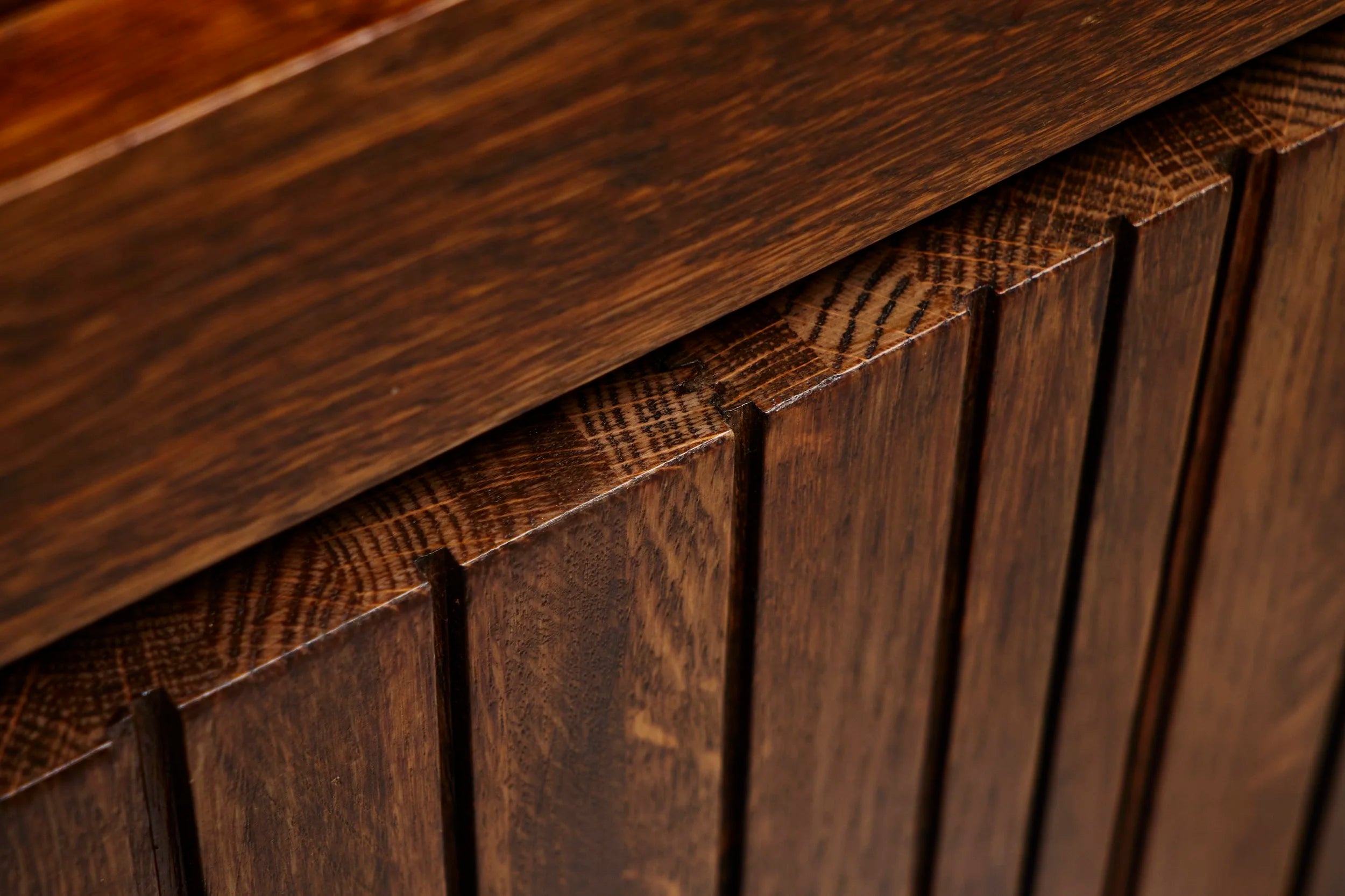 Exceptional and Unique Freestanding Sideboard in Solid Oak, Belgium, 1970s — lifestyle setting