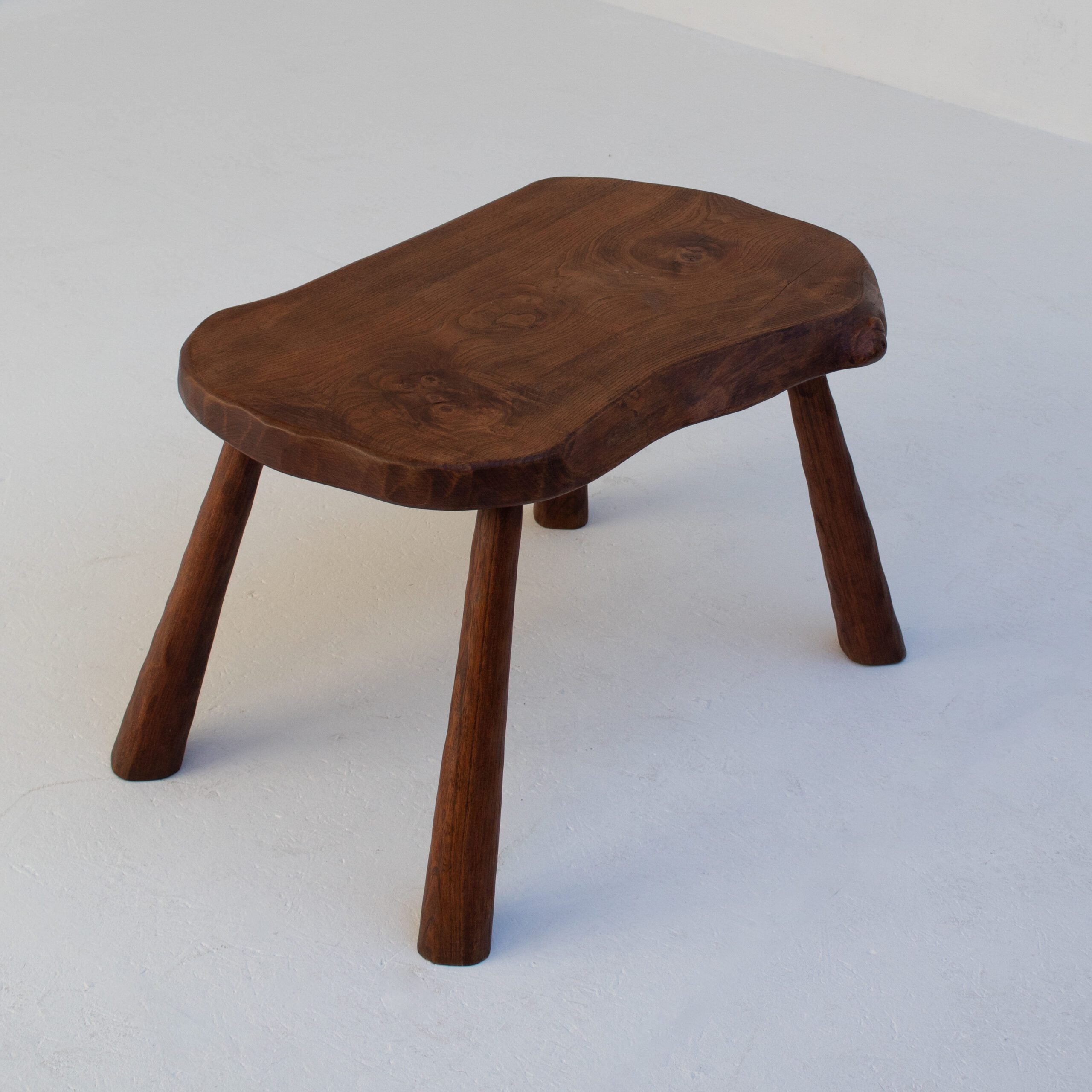 Brutalist Solid Wood Side Table in Oak — side angle showing natural wood grain
