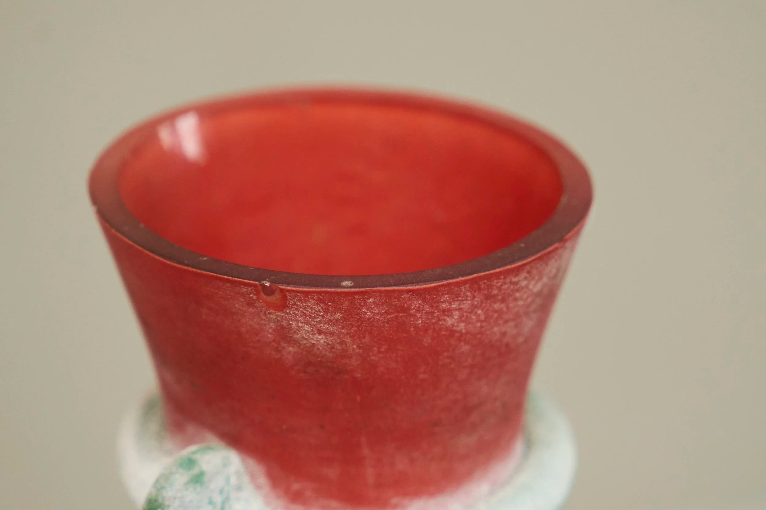 Cenedese Murano Attributed Scavo Vase in Red and Green — in context
