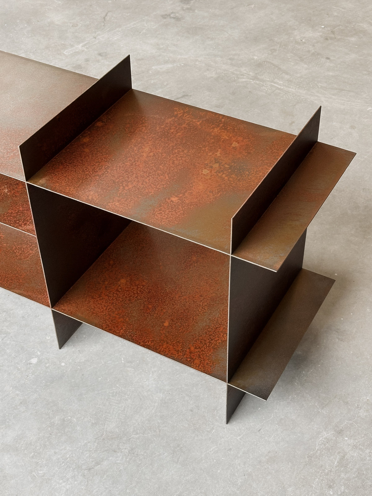 Steel Grid Shelving Unit - Rusty Finish — alternate view