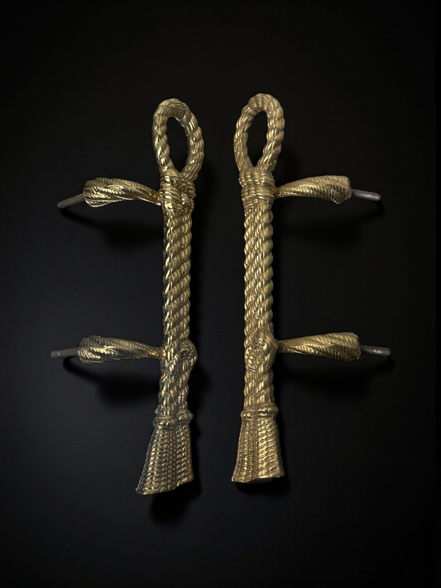 Valenti Bronze Rope Knot Door Handles, Spain, 1980s — close-up