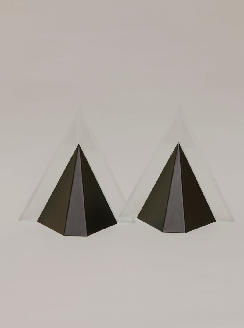 Set of 2 German Postmodern Wall Lights Circa 1980 — close-up of black geometric design