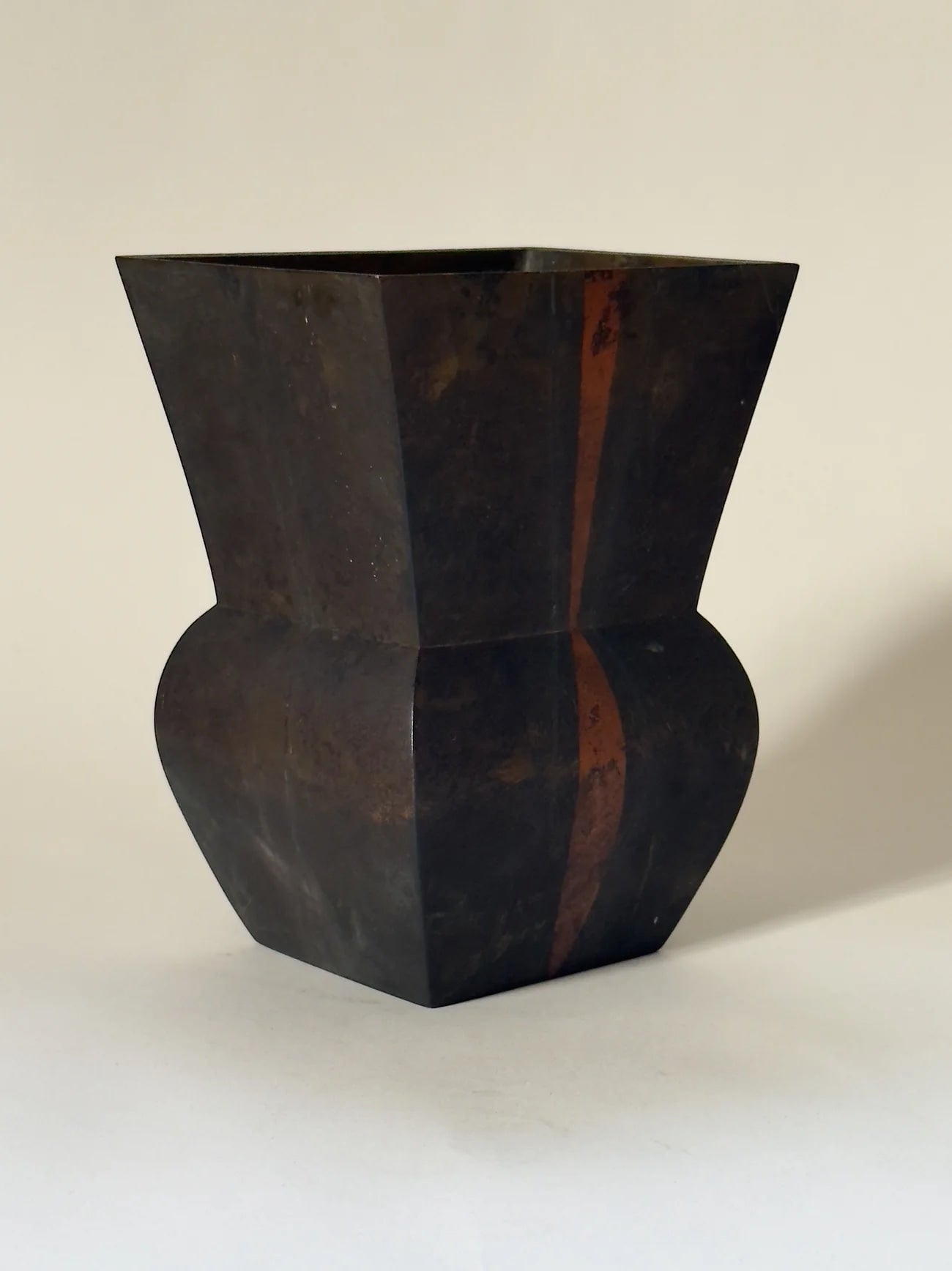 Geometric Japanese Bronze Vase, 1950s