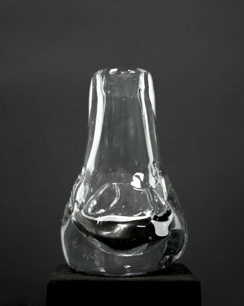 Drop Shaped Hand-blown Vase by Szkło Studio | The Oblist — clear glass material
