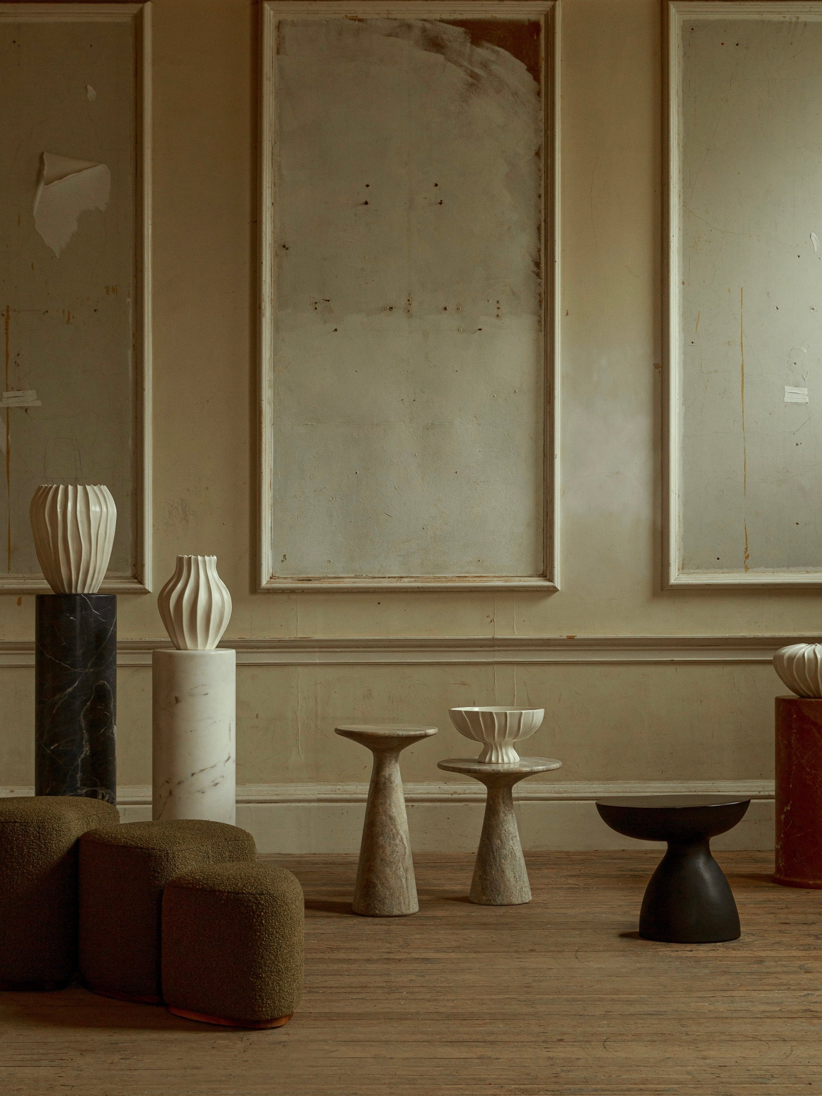 Juno Tall Travertine Side Table by Ransom & Dunn | The Oblist