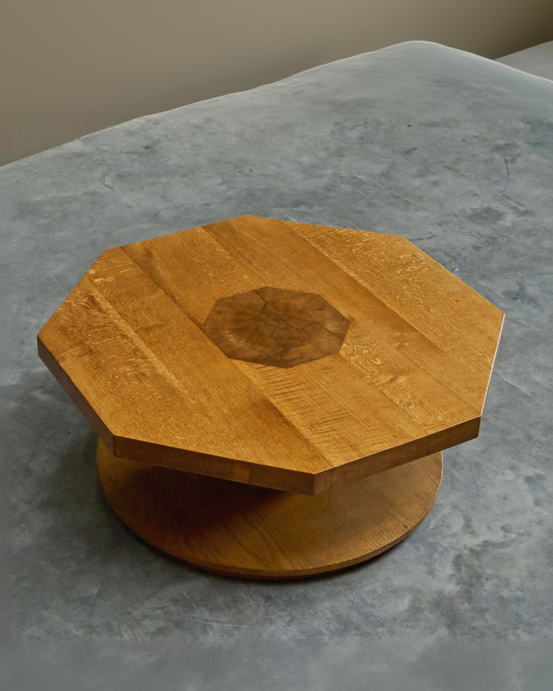 Unique Octagonal Coffee Table in Solid Oak with End Grain Wood, 1950s by ORNAMENTUM | The Oblist