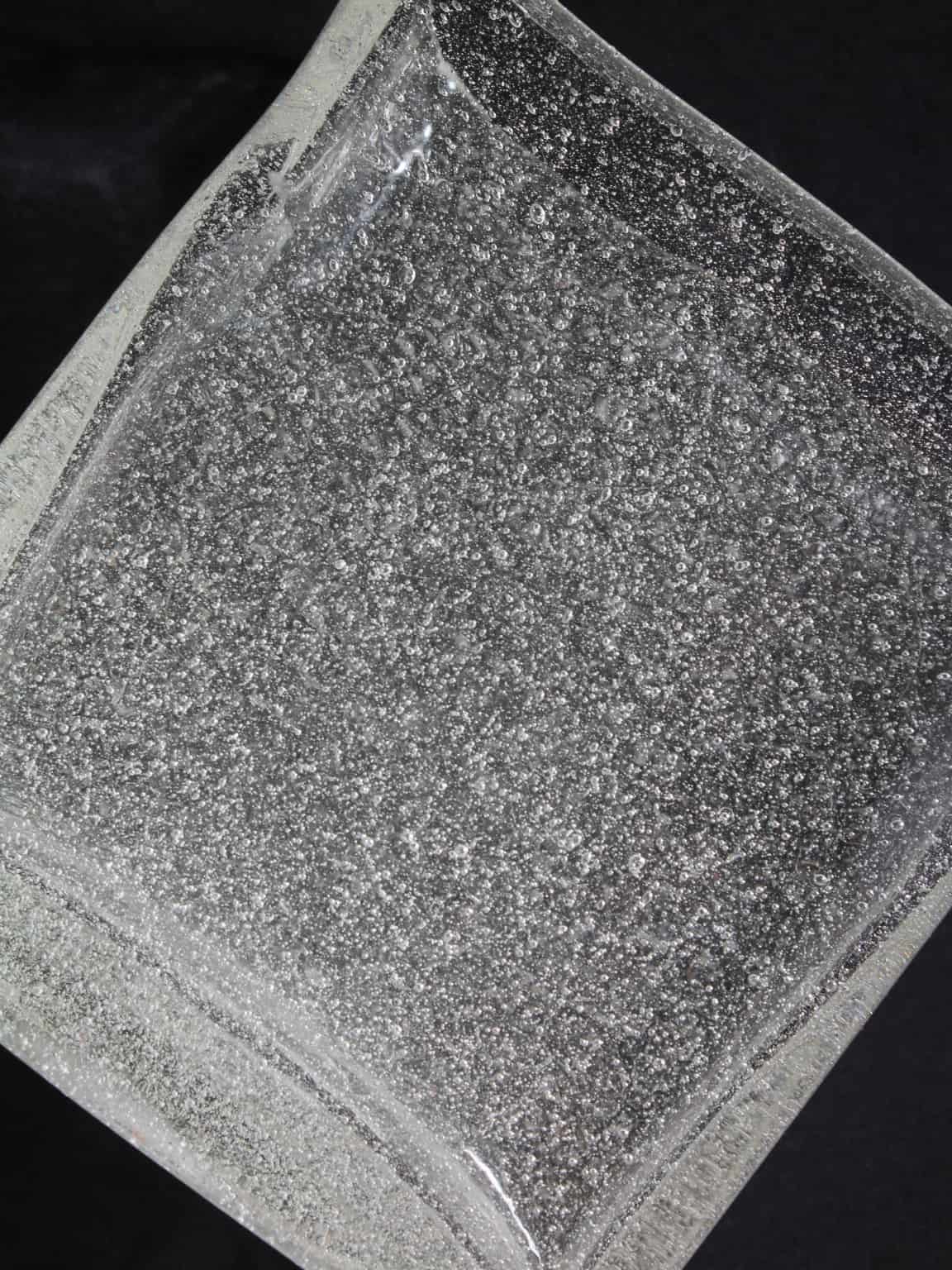 Oiva Toikka "Iglu" Bubbles Glass Vase, For Nuutajärvi, 1970s — top view highlighting textured glass surface
