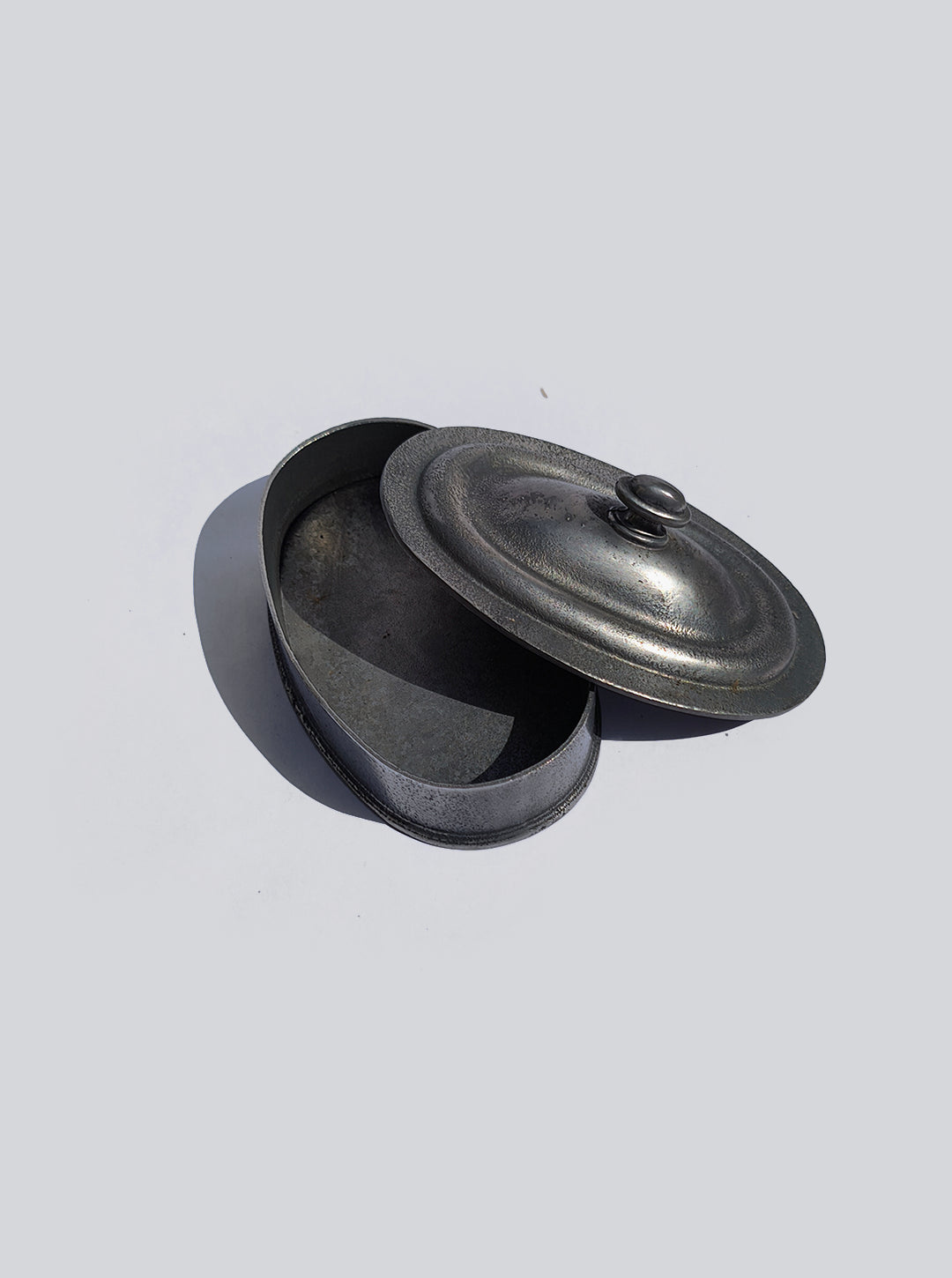 Pewter Oval Box — detail view