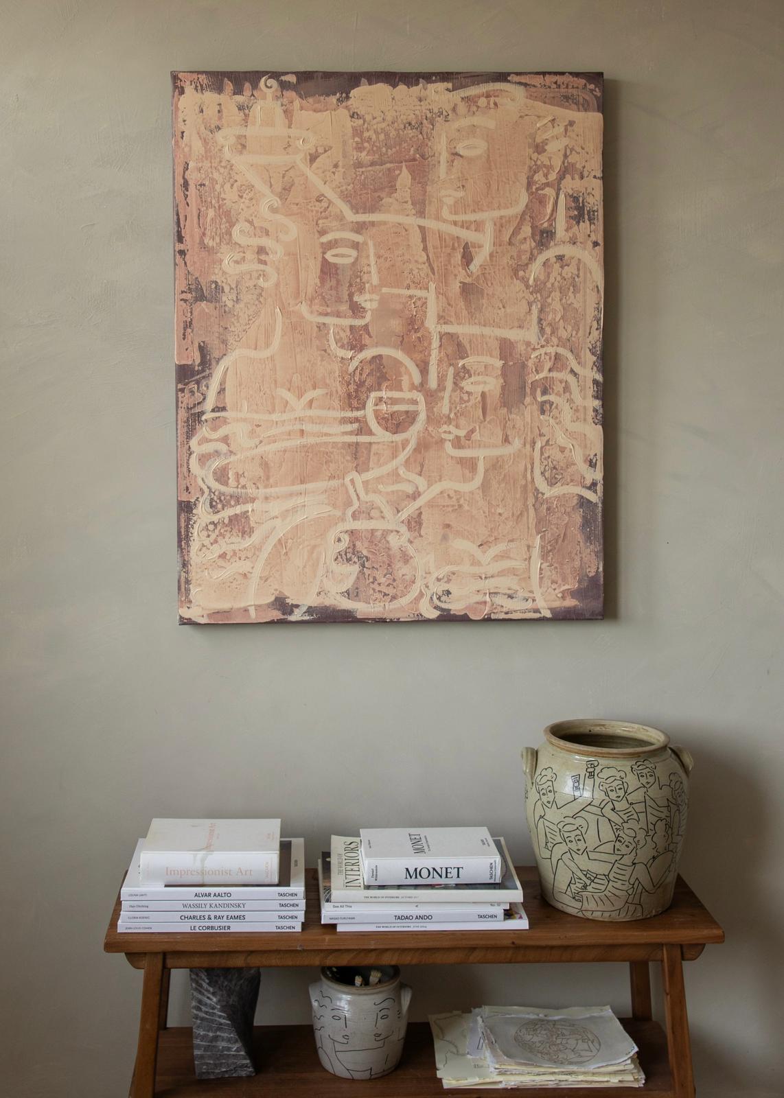Poet's Recipe — top view of painting above wooden table