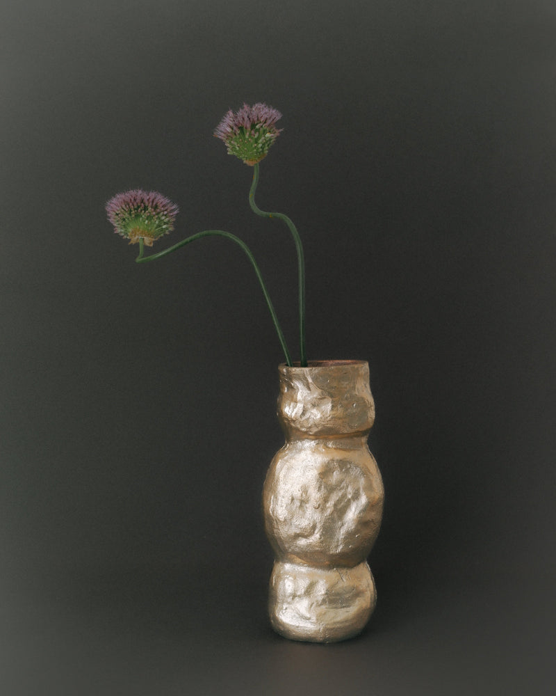 Handcrafted Ceramic Vase by Maha Alavi | The Oblist — gold metallic finish