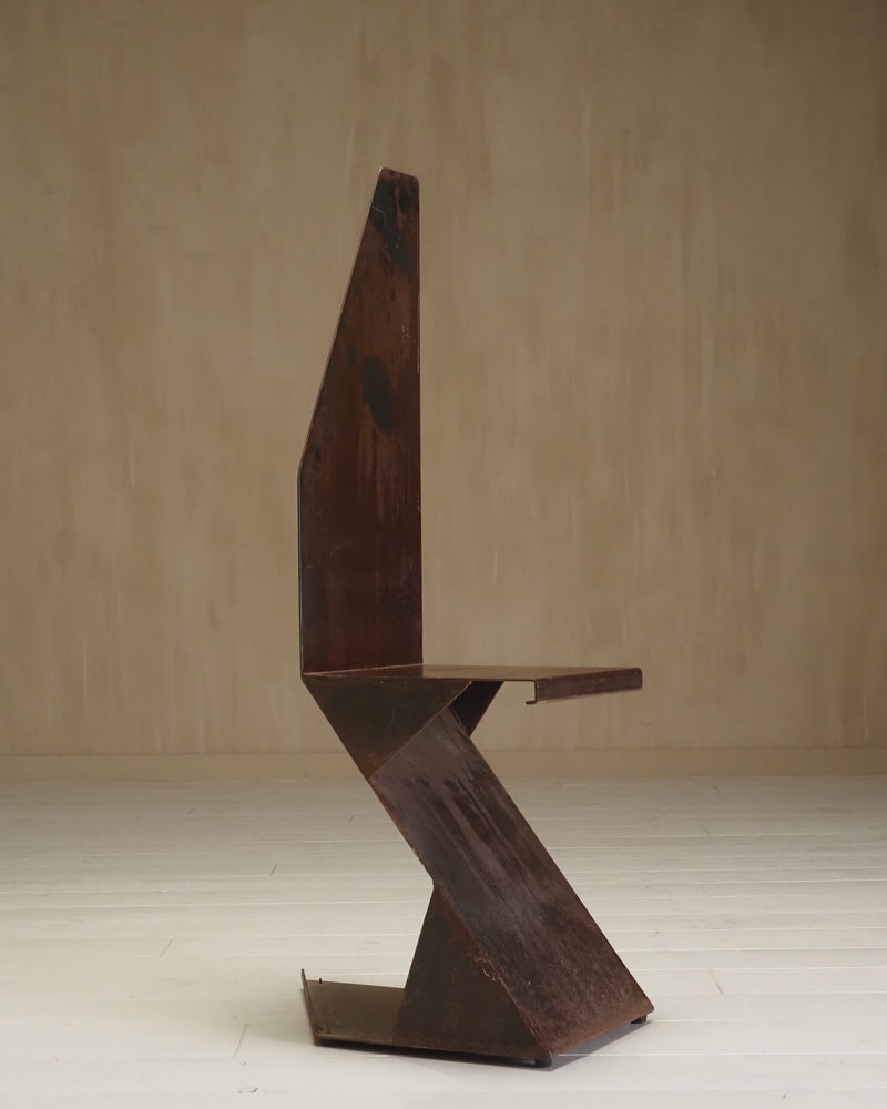 Sculptural postmodernism steel chair by Puttenaers | The Oblist