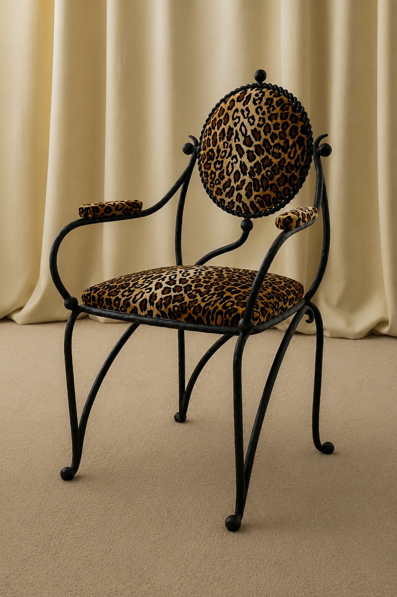 Pair of Galante Hammered Wrought Iron Armchairs by Truffe Studio | The Oblist