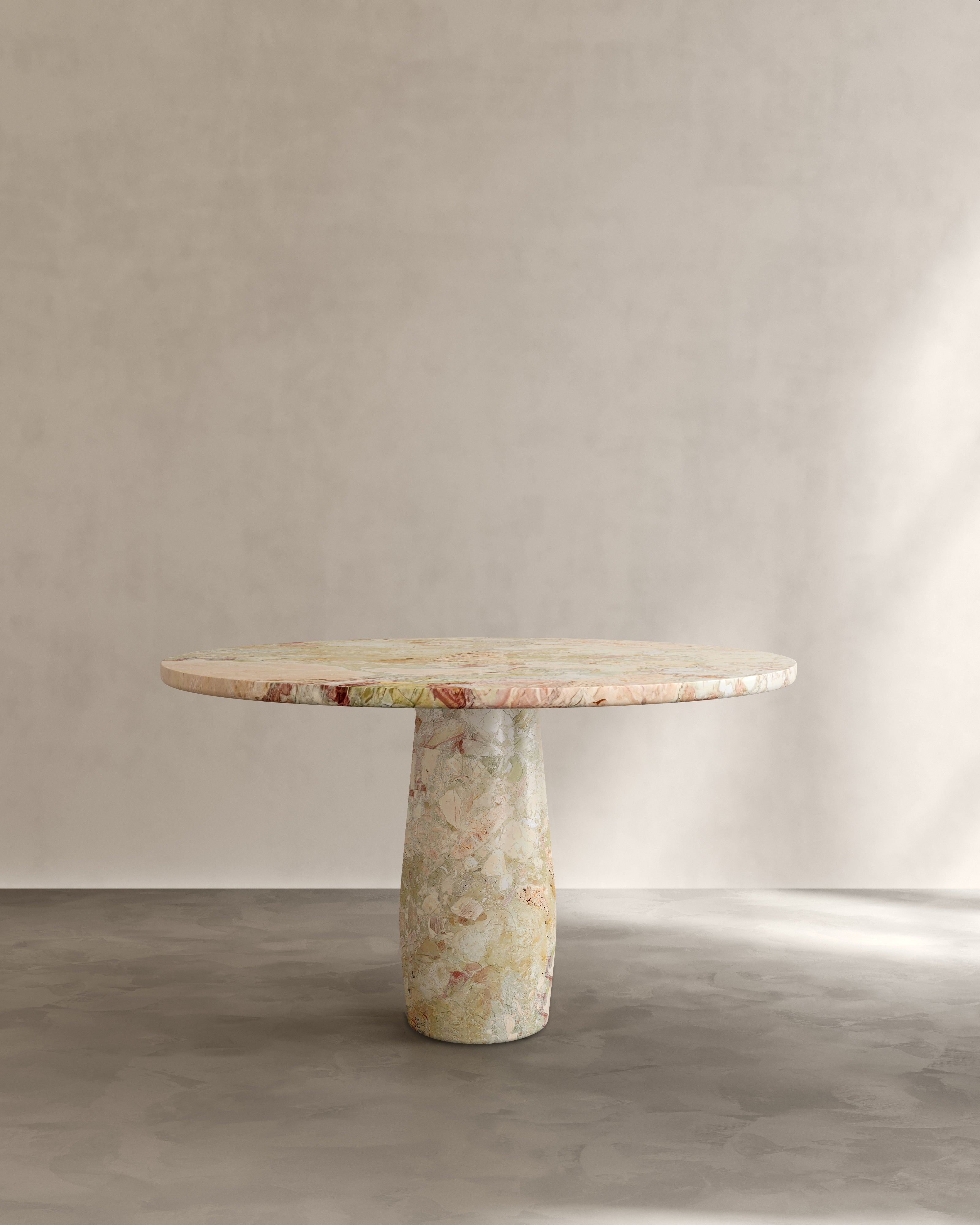 Raffaella Table II — close-up of colorful marble tabletop
