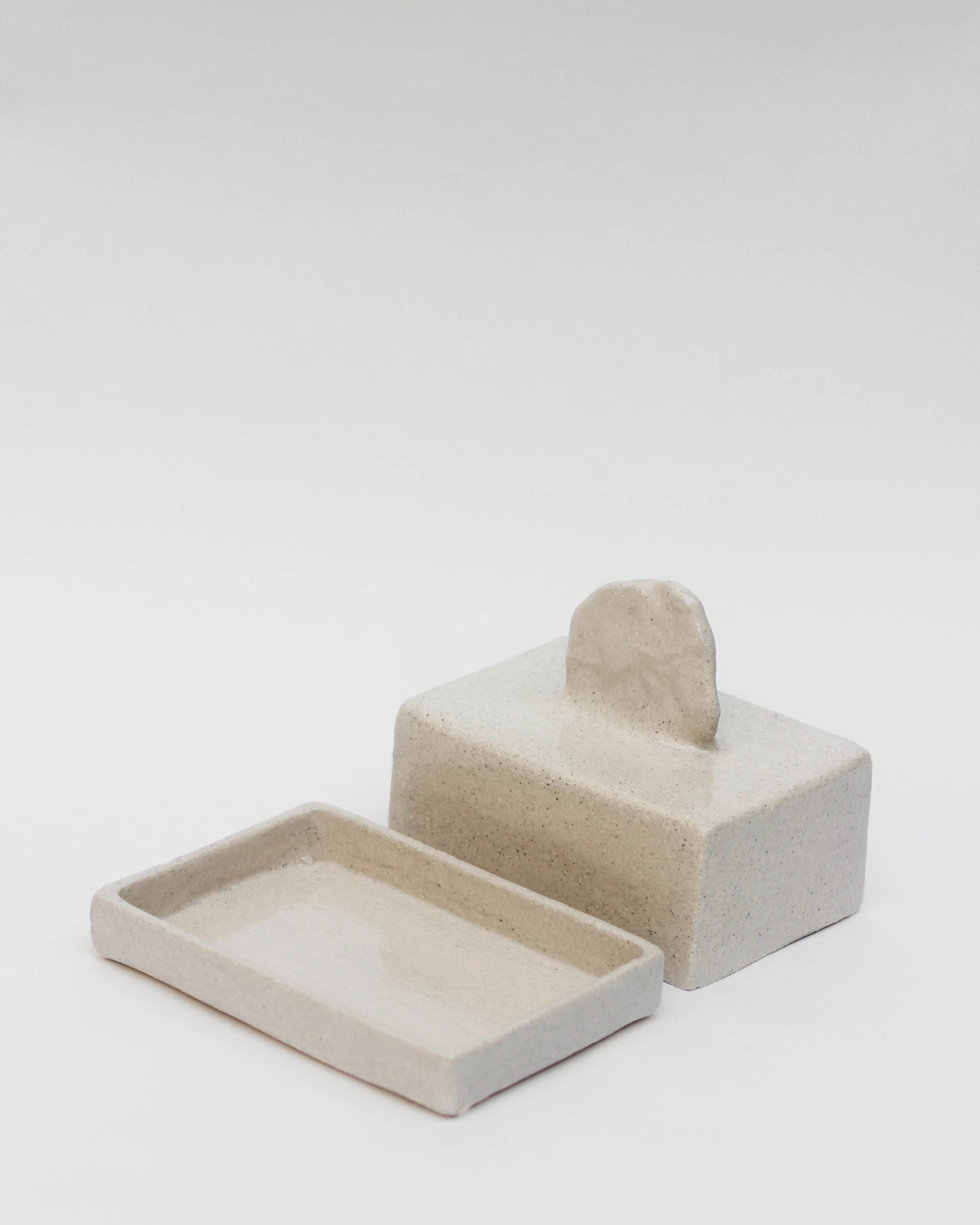 Stoneware butterdish — in context