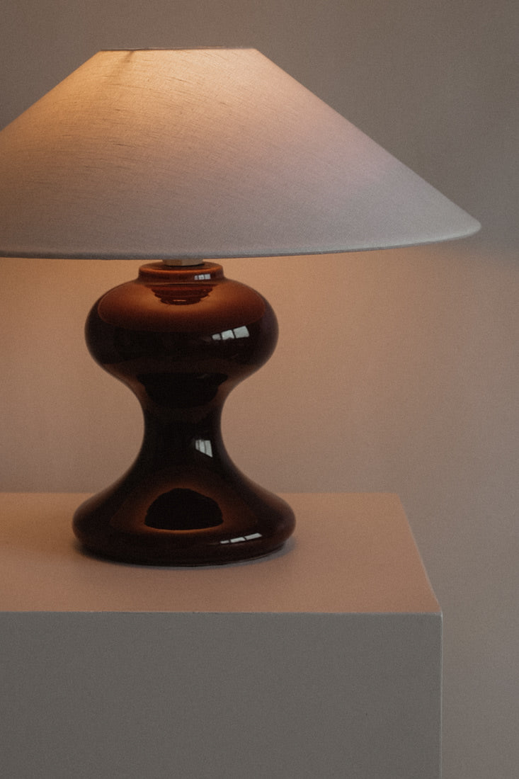 The Cordovan Hourglass Ceramic Table Lamp — lifestyle setting