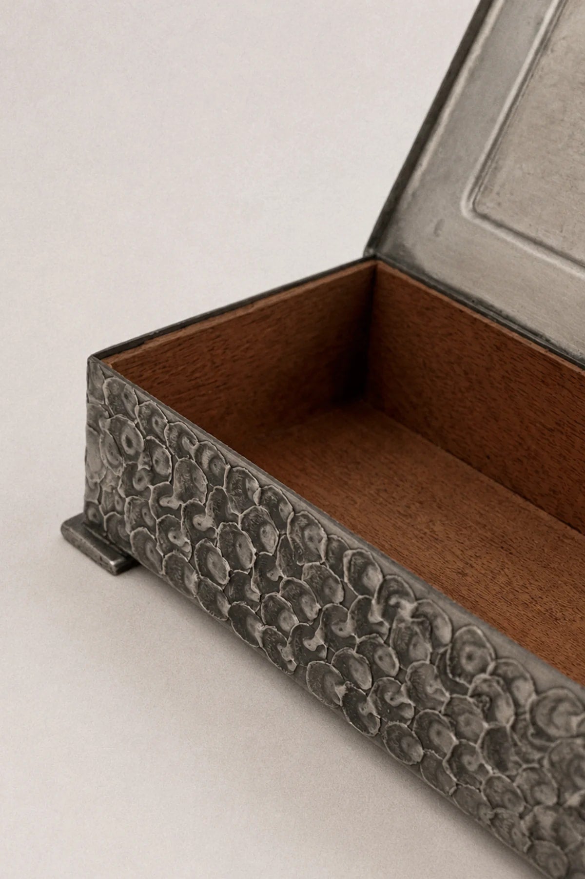 Brutalist Pewter Box — side angle