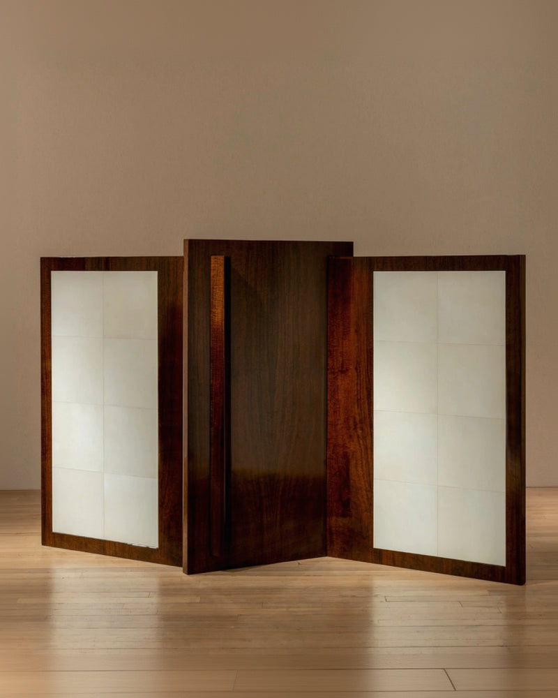 Additions Half Screen - Handcrafted in Wood Veneer & Parchment — detail view