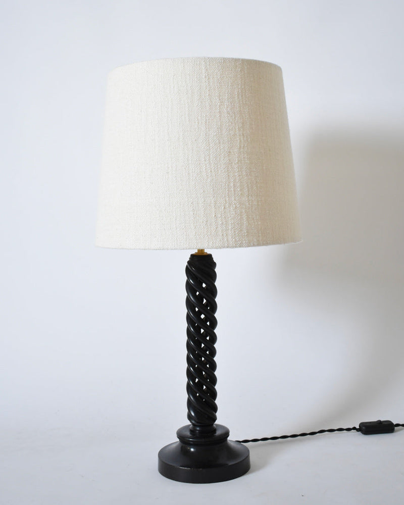 Turned ebonised wooden lamp, 1960s by Barracuda Interiors | The Oblist