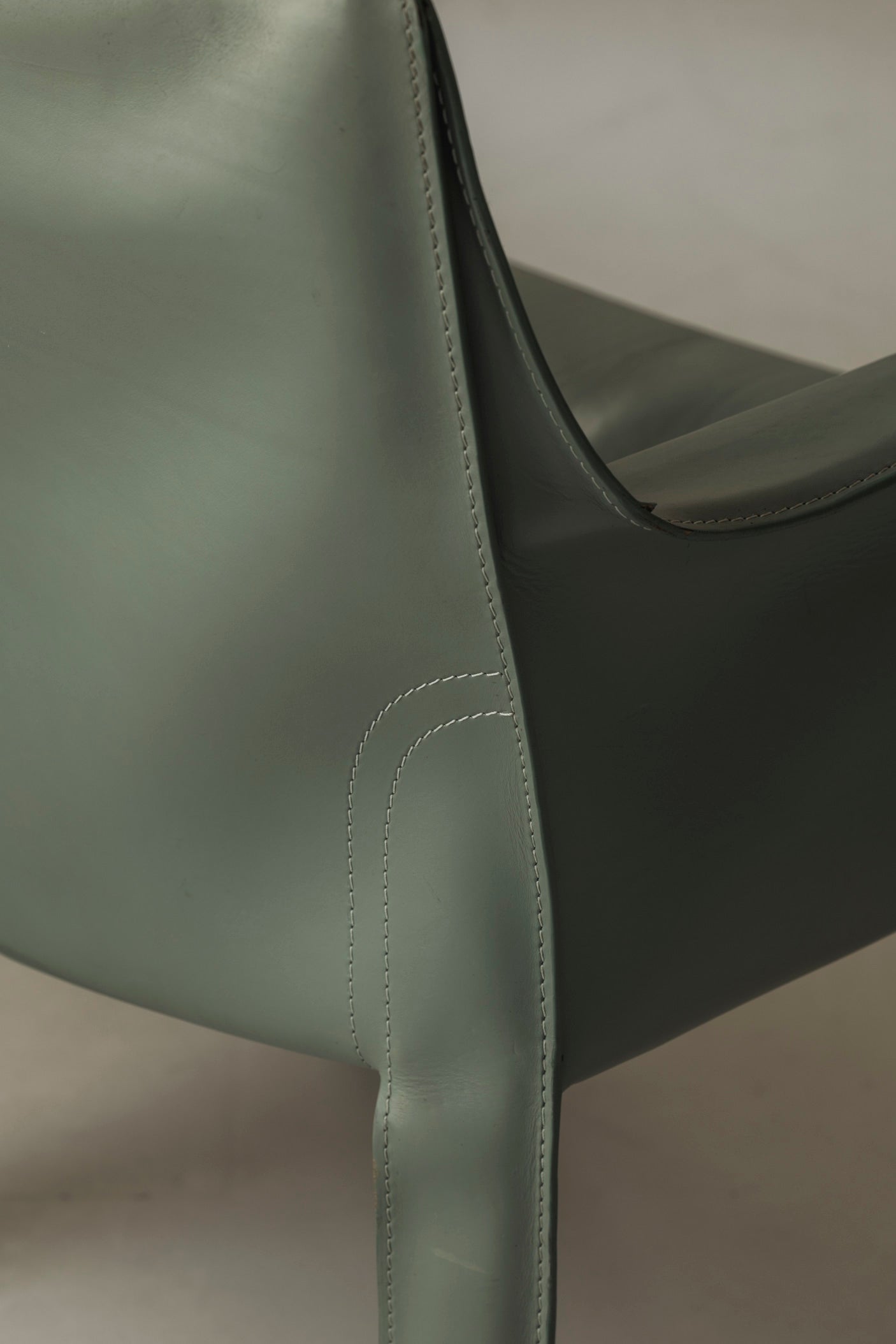 Rare Set of 8 CAB 414 Armchairs by Mario Bellini for Cassina – Sage Green Saddle Leather — lifestyle setting