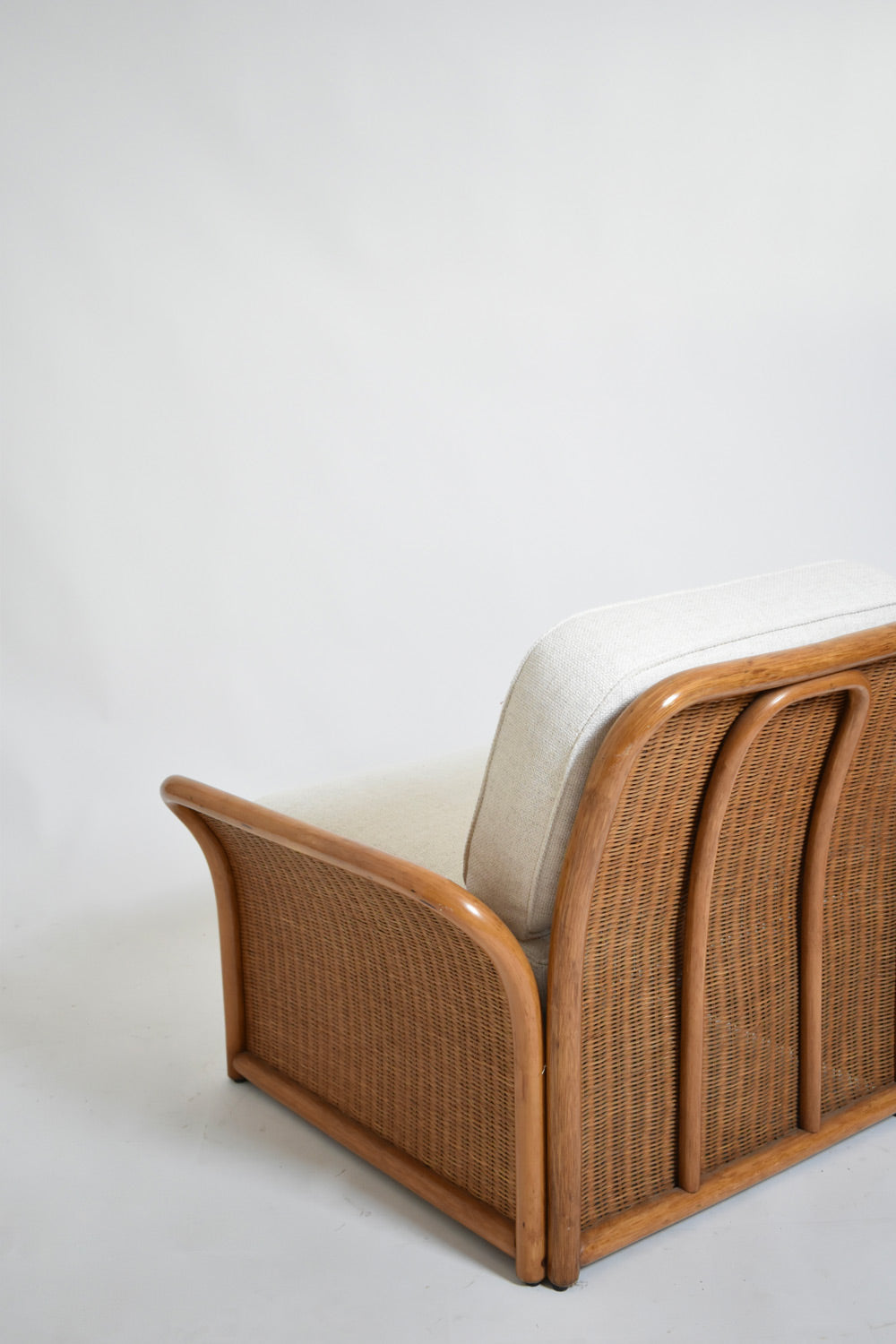Pair of wicker armchairs, 1970s — close-up