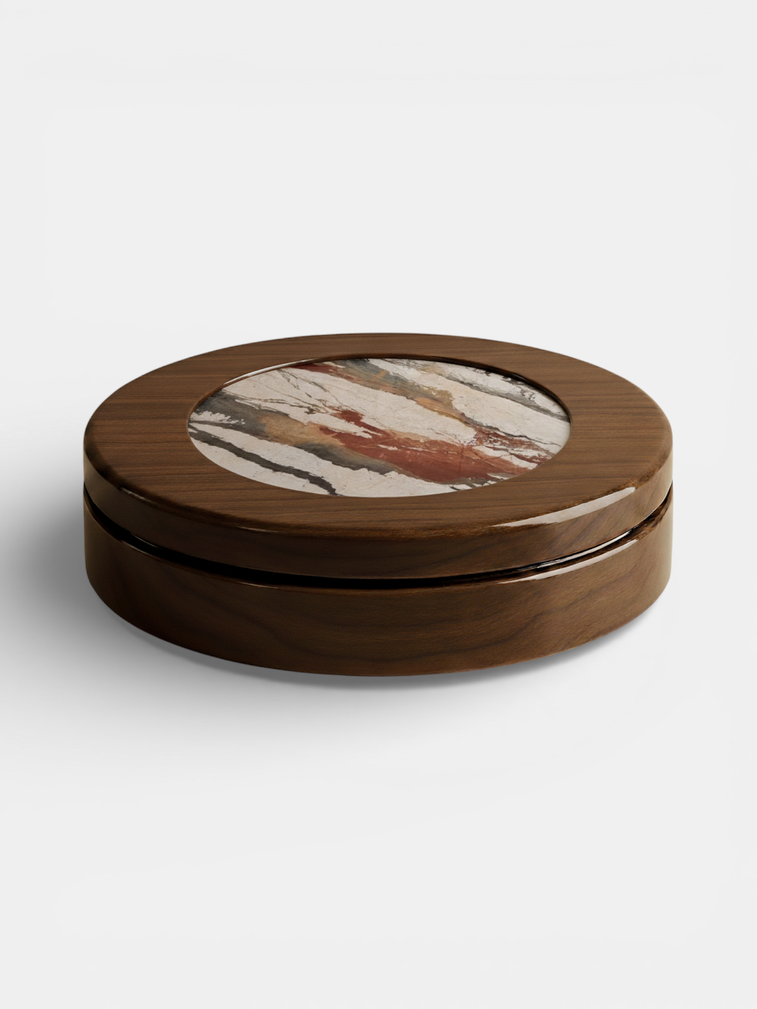 Yoyo Wooden And Breccia Fantastique Marble Coffee Table — side angle