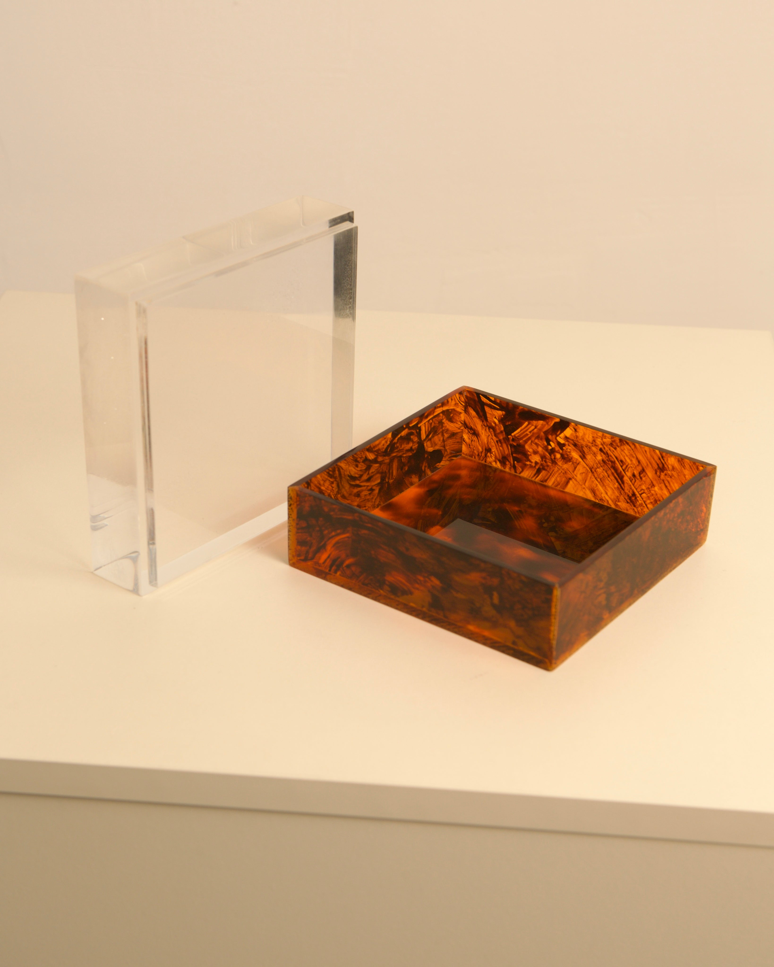 Large Italian Acetate and Plexiglass Box from the 70s