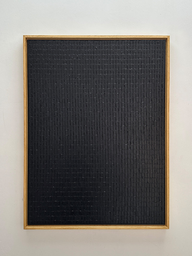 Lamp Black textured painting by Roi Elmaliah in wood frame