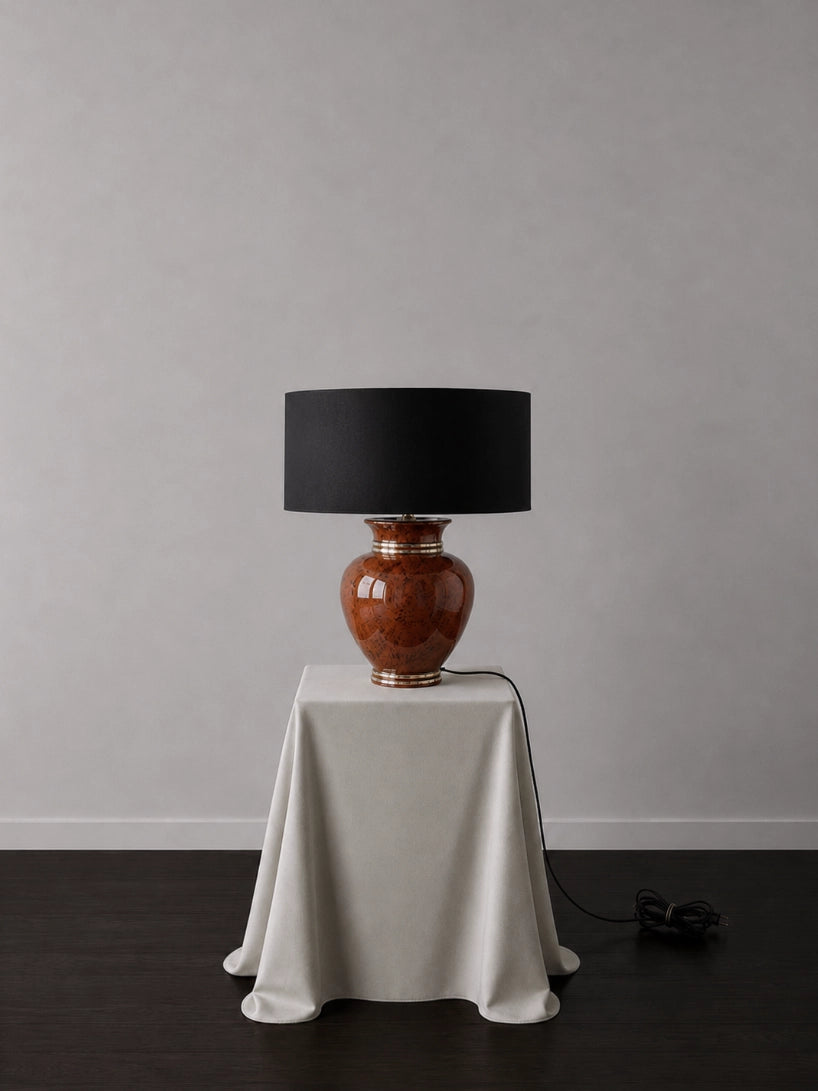1960s French Vintage Table Lamp in Ceramic and Fabric by Blisse | The Oblist