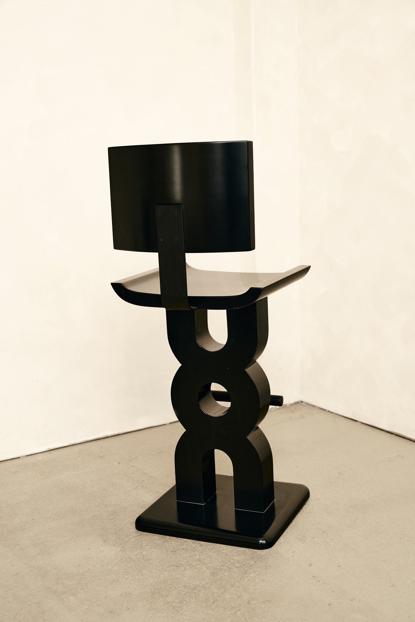Soro Bar Stool — angled view of black lacquered wood design