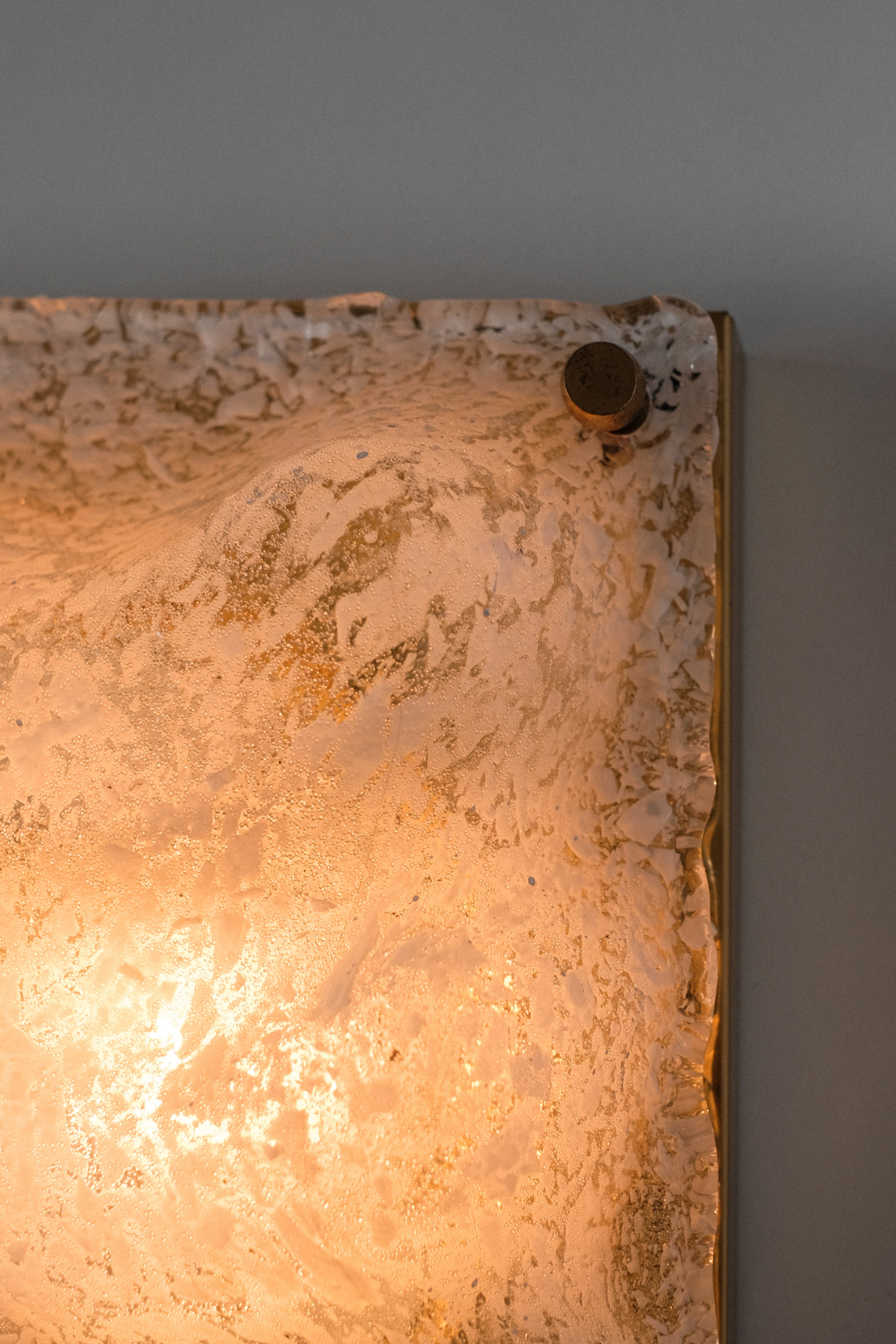 Extra Large Toni Zuccheri Murano Ice Glass Wall Lamp — in context