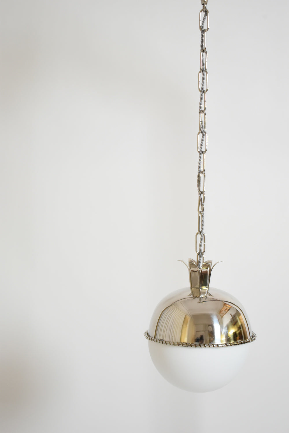 Granada 20cm Nickeled Brass and Opaline Pendant Lamp — detail view