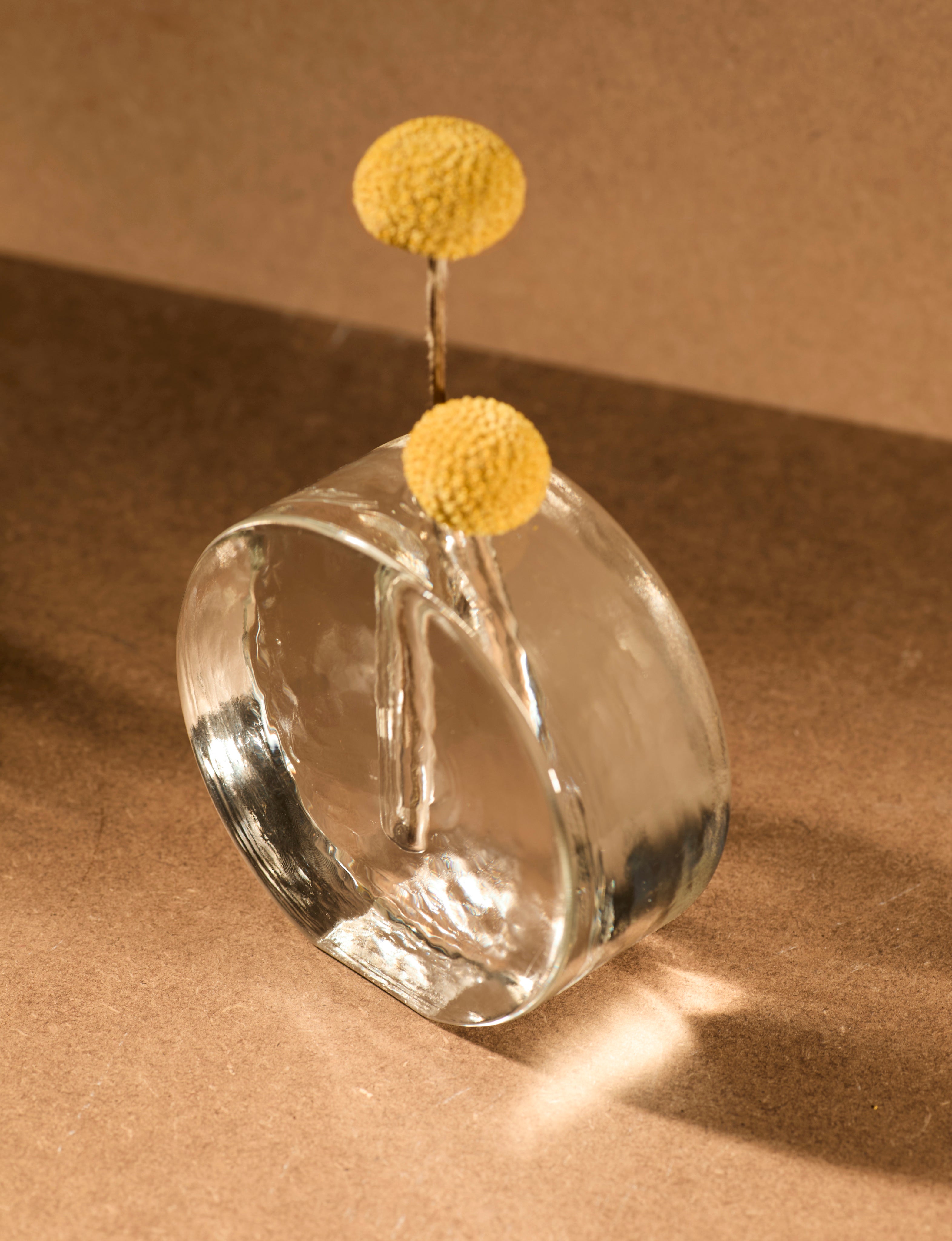 Vintage Scandinavian Clear Vase in Glass — close-up of curved glass detail