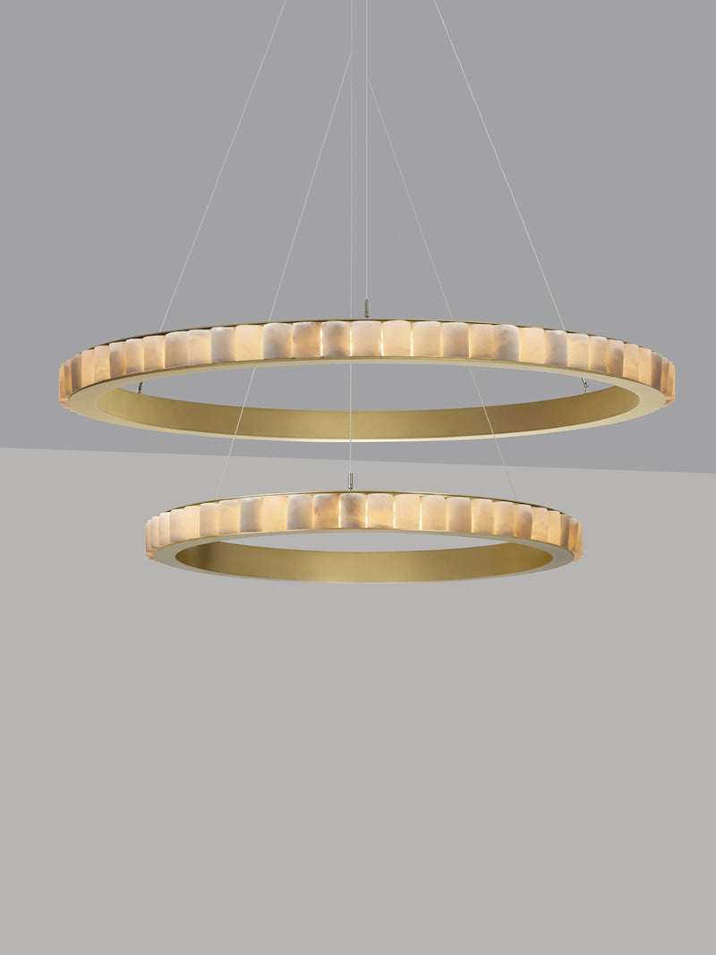 AVALON Halo XL Chandelier With Ceiling Rose — close-up of gold metal rings