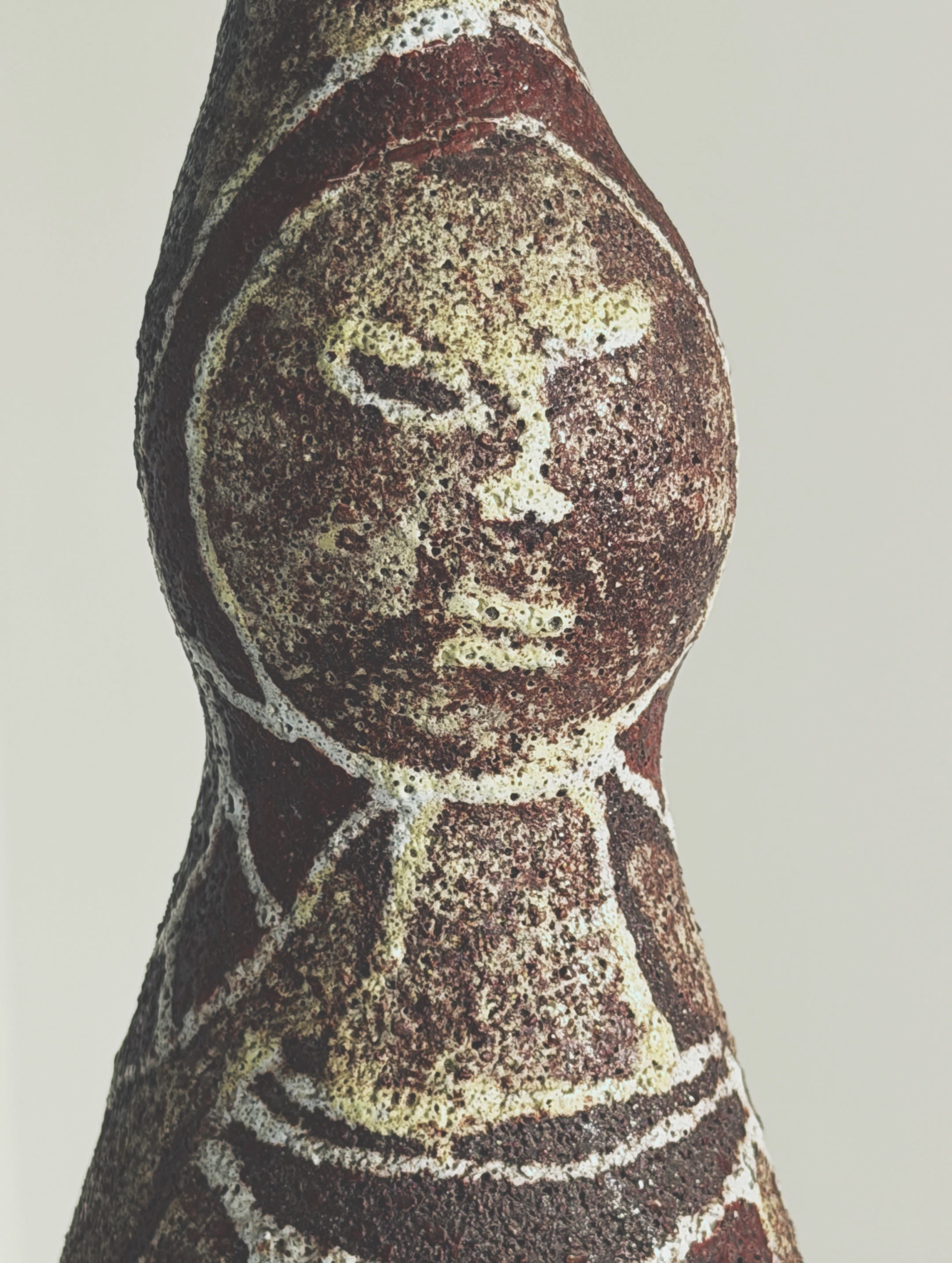 Rare bottle by the potters of Accolay, France, circa 1960 — side angle highlighting textured ceramic surface