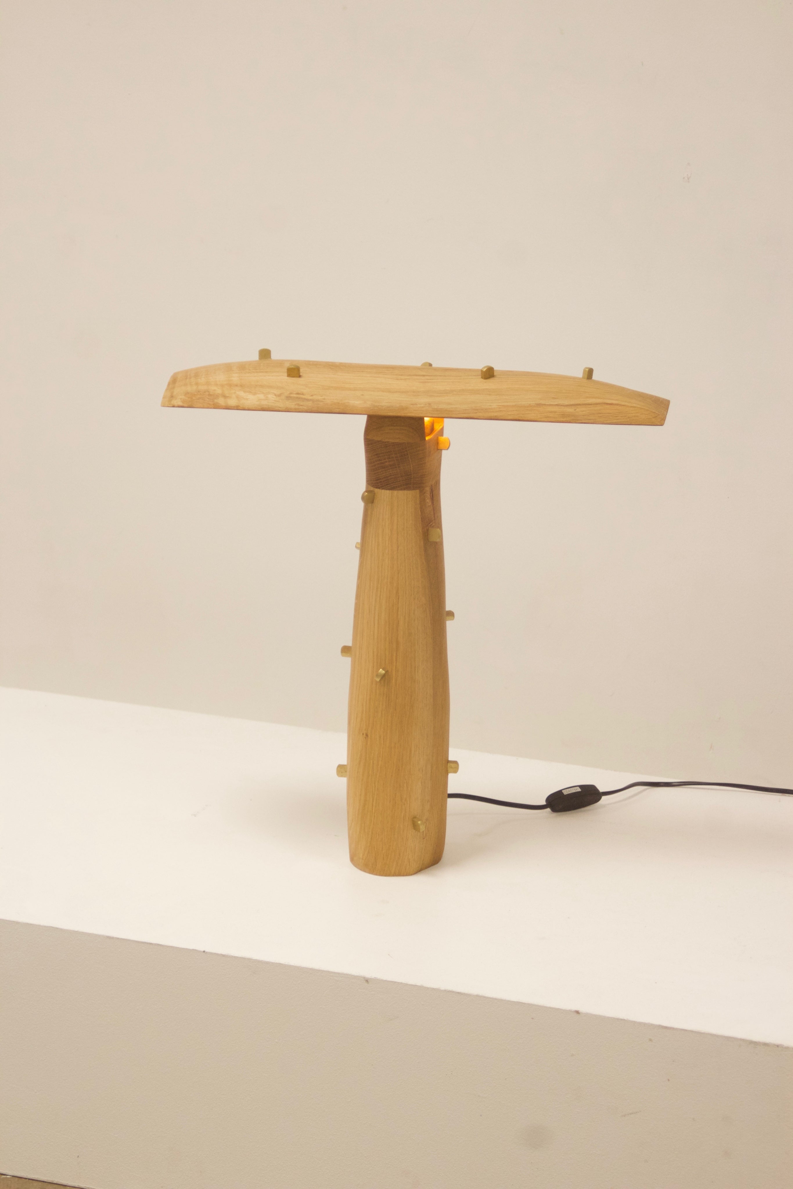 Punk Lamp, Oak/ Brass lamp — alternate view