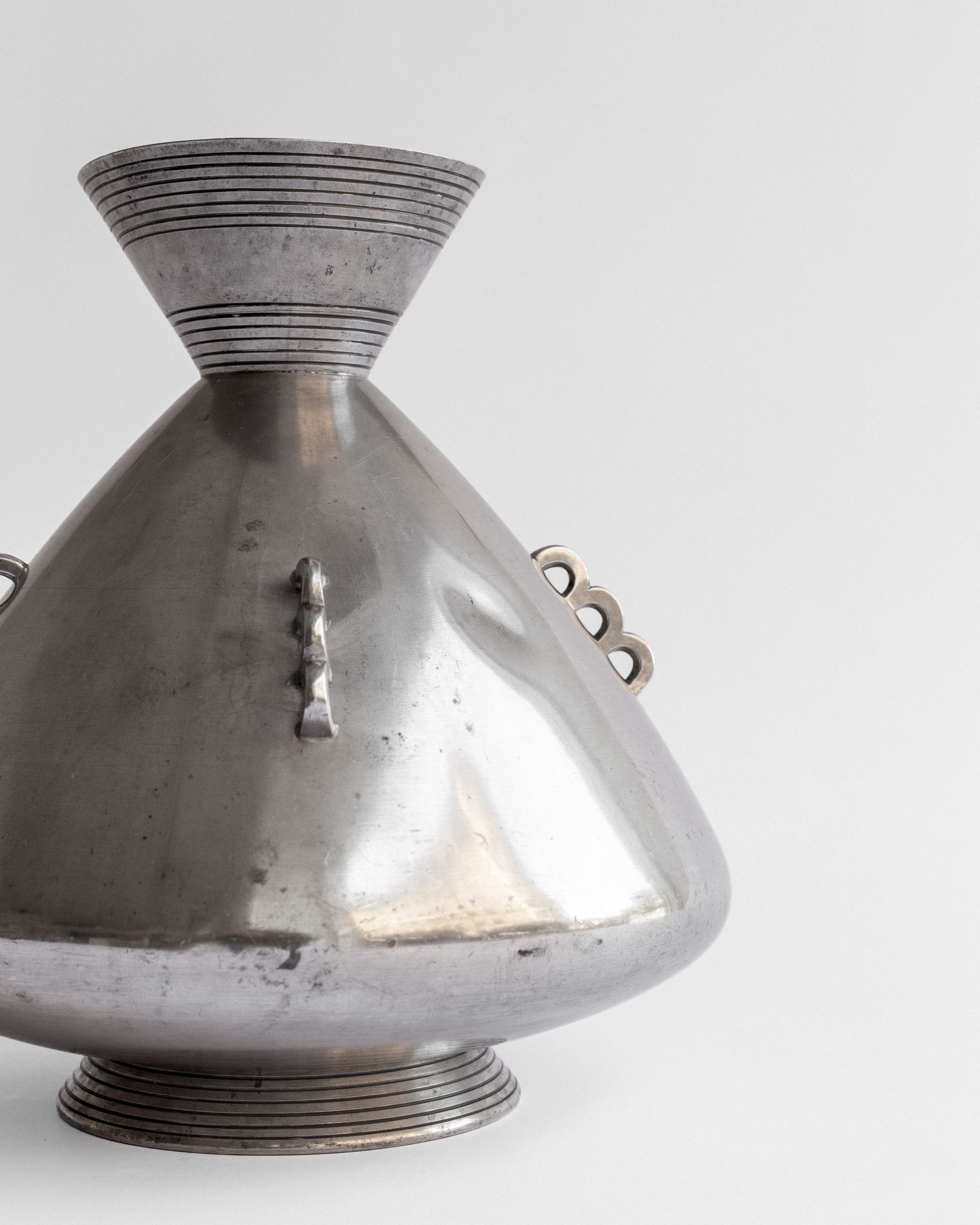 Art Deco Pewter Vase by Sylvia Stave, Sweden, 1930s — lifestyle setting