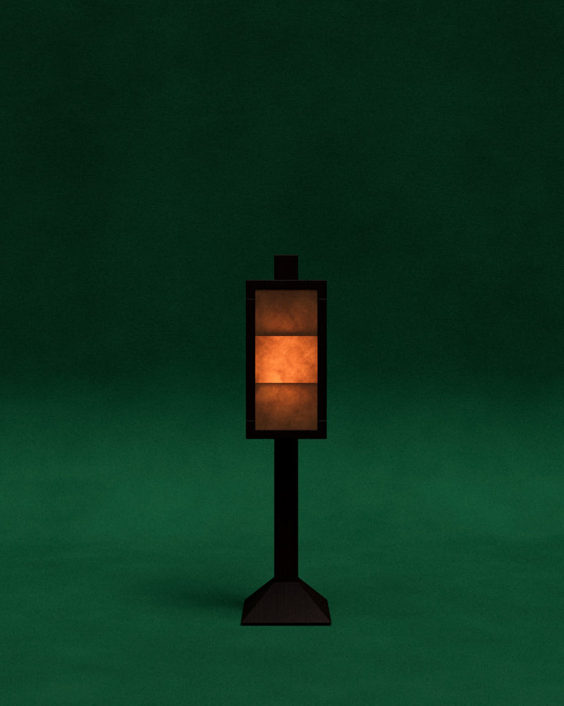 Floor lamp in exotic wood and Paper — detail view