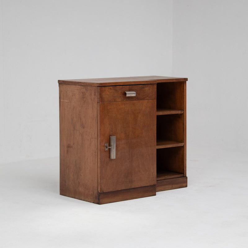 Art Deco Nightstand with Chrome Handles — detail view