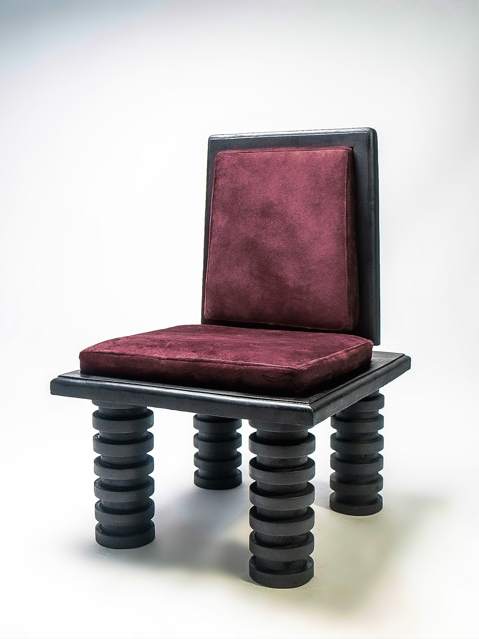 Itura Lounge Chair in Mahogany and Velvet — detail view