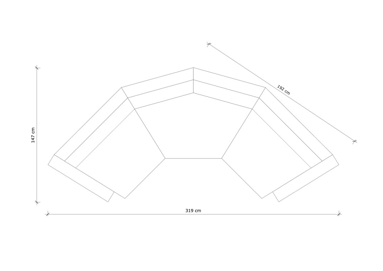 FORSEN SOFA, ANGLED THREE SEATER — detail view