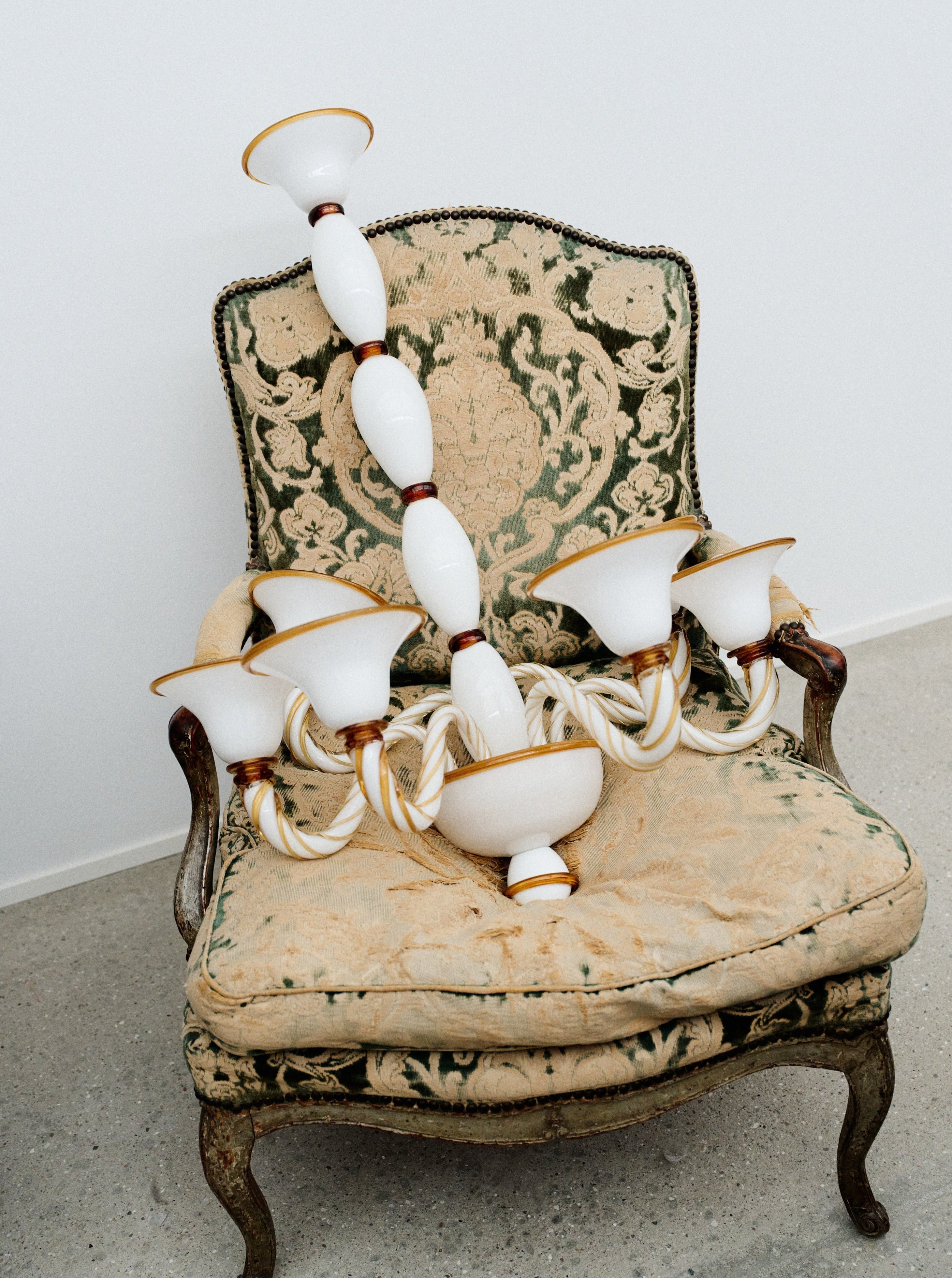 Rosenborg Chandelier by Akua Objects | The Oblist — handcrafted white ceramic, gold accents