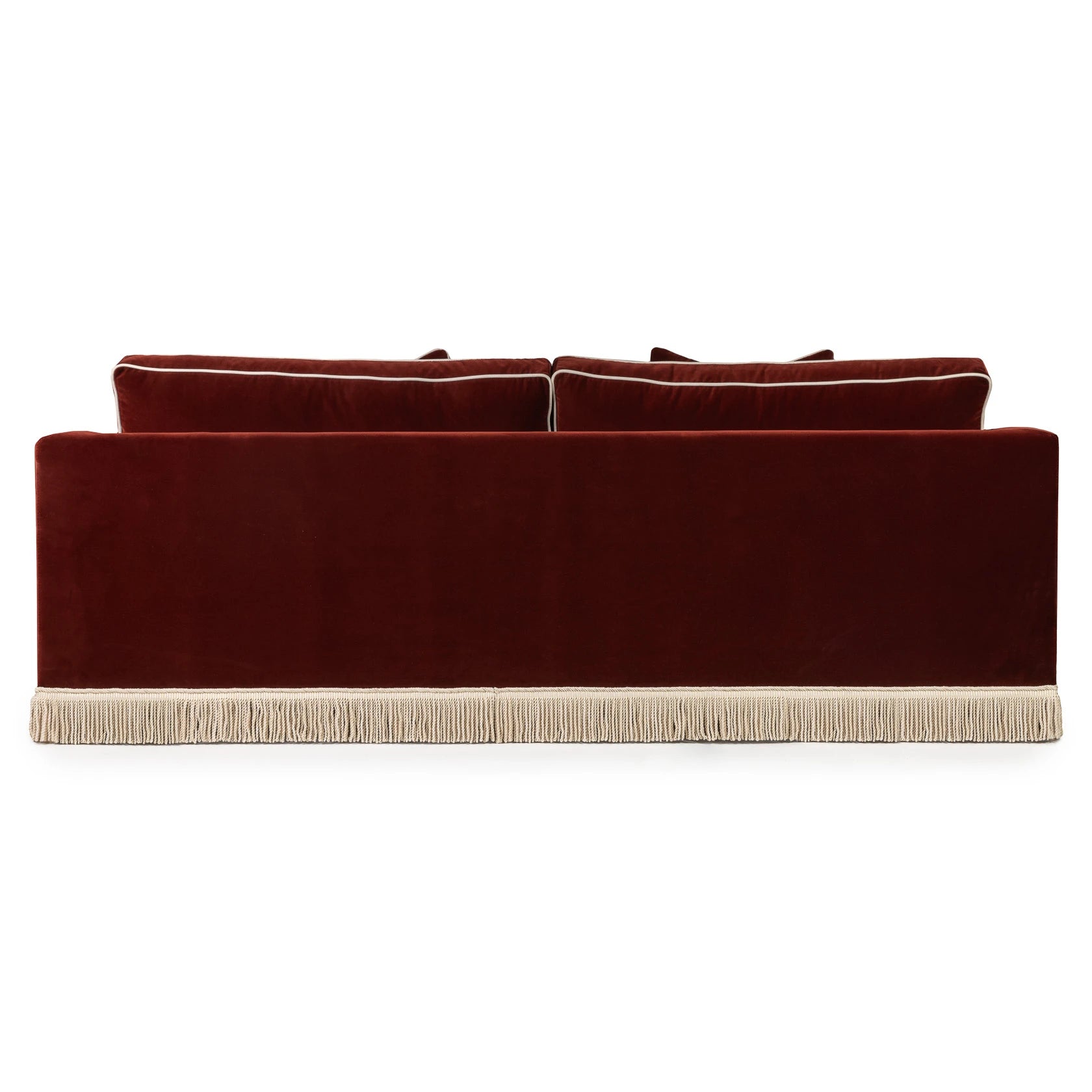 Orlando Sofa 230cm - Velvet Sangria & Cream Bullion Fringe — lifestyle setting