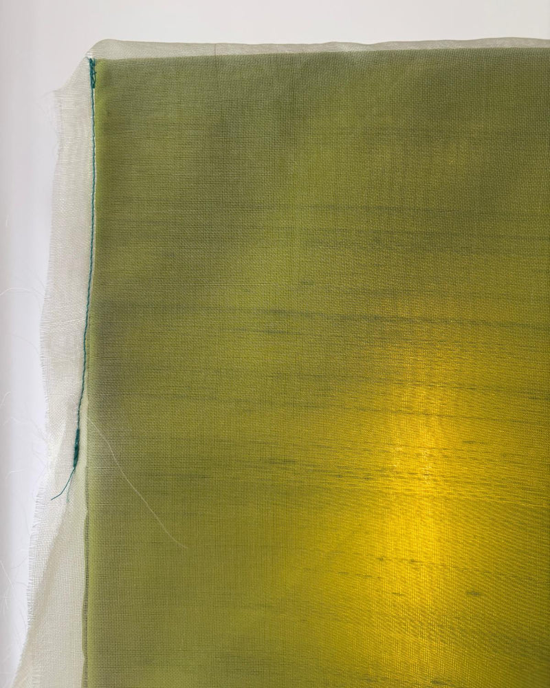 Green to yellow gradient silk lampshade detail on Suave table lamp