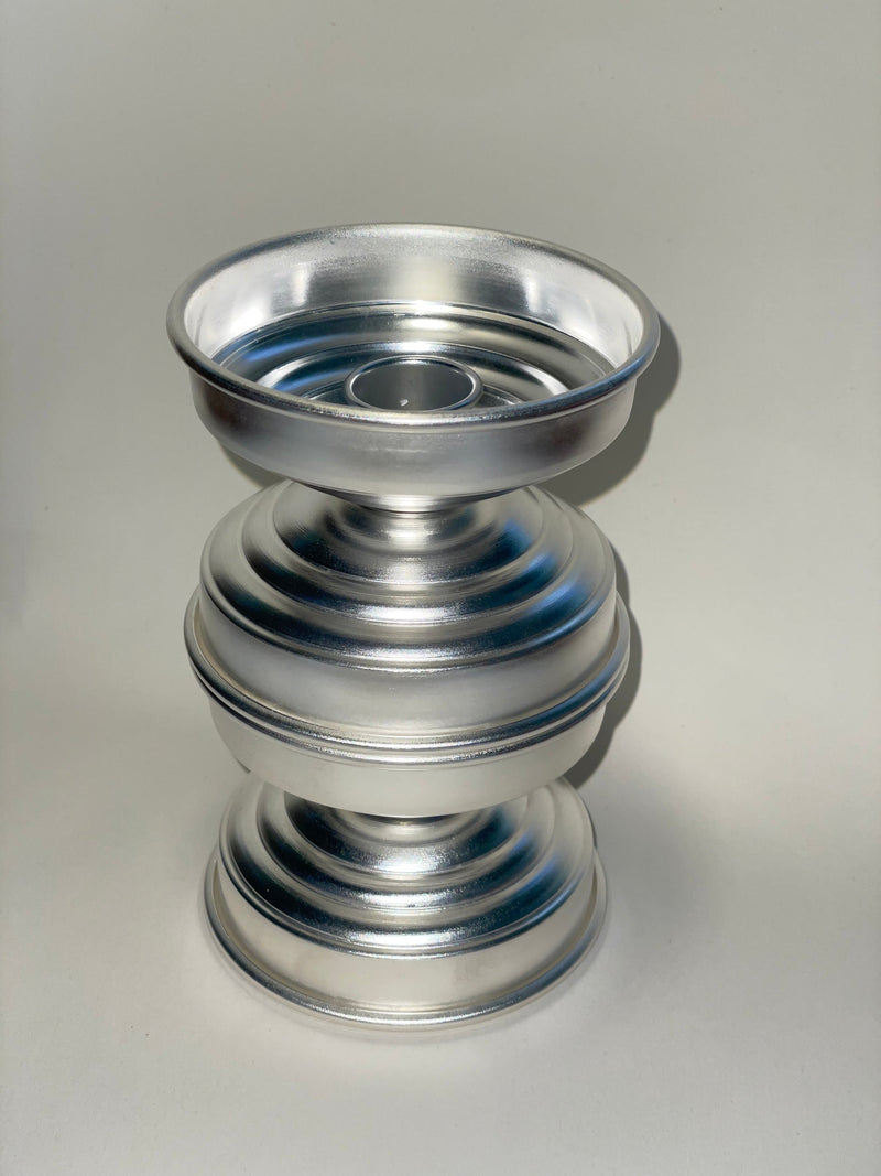 Silver Plated Candle Holders in Brass by CASPAL | The Oblist — modern silver finish