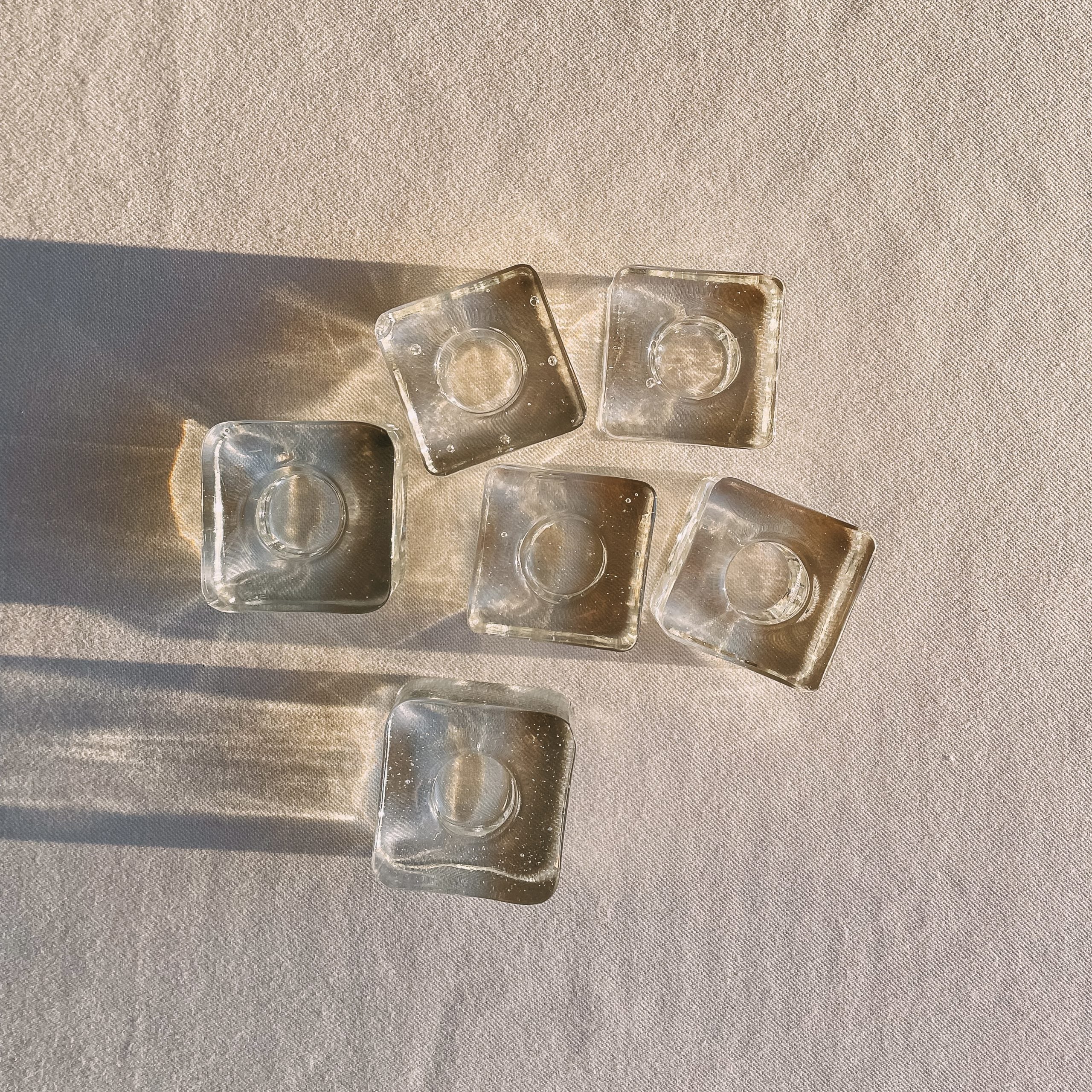Brutalist Glass Candle Holders (set of 6) — side angle