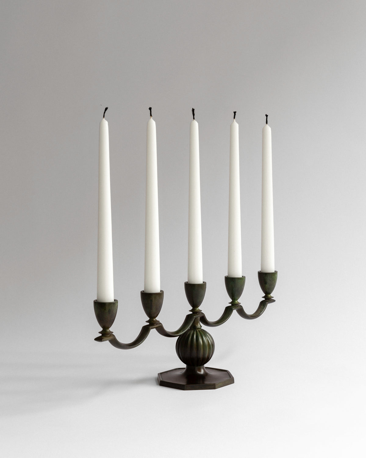 Art Deco Bronze Candelabra by GAB, Sweden, 1930s — detail view