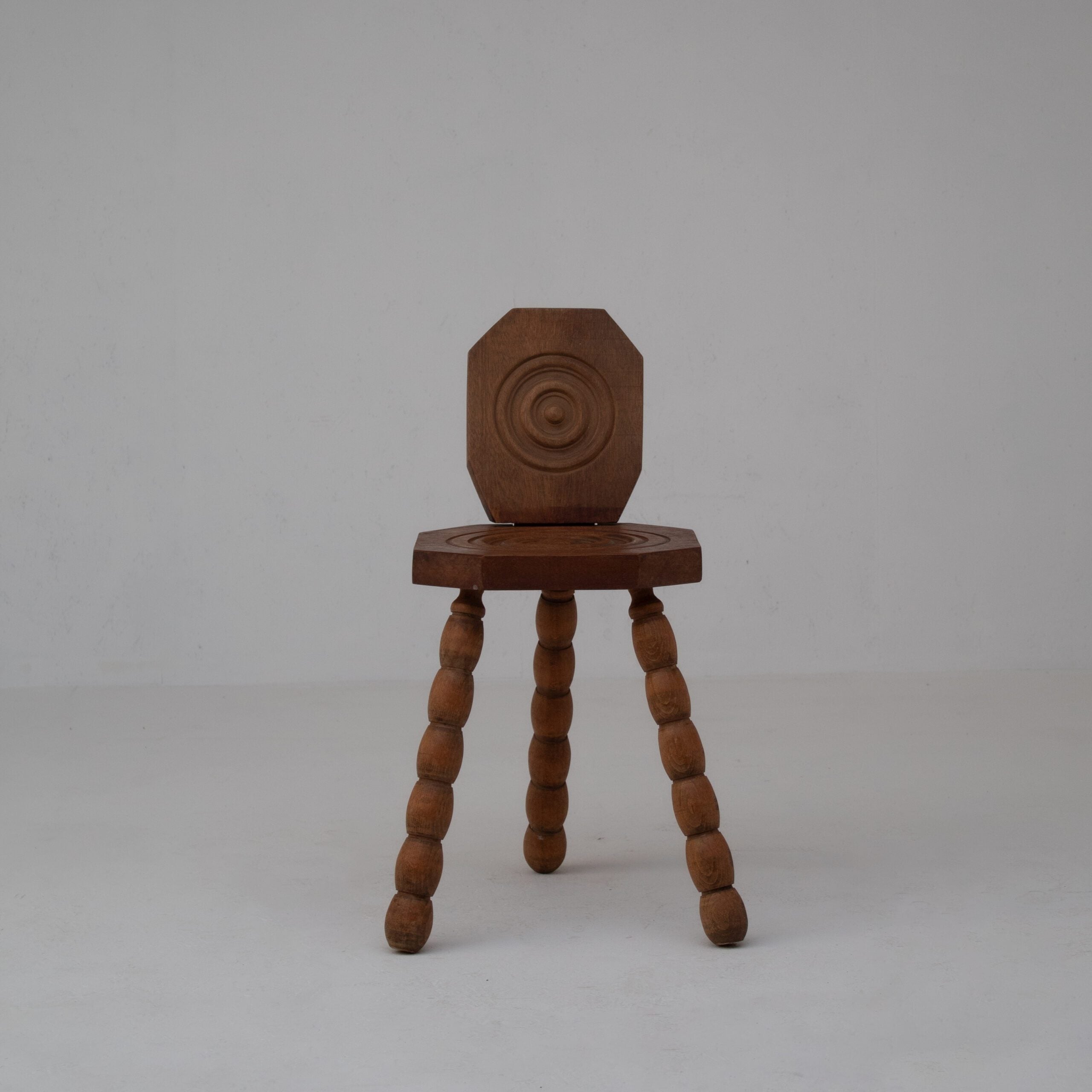 Pair of Sculptural Bobbin Stools with Backrests — additional view